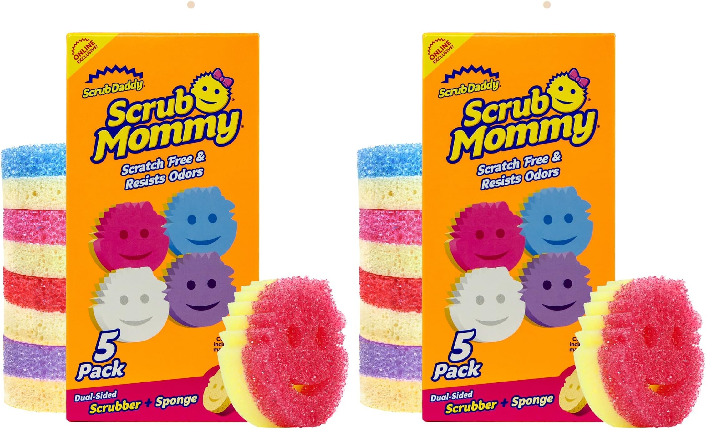 Scrub Mommy Dual-Sided Kitchen Sponge for Dishes and Surfaces - Odor Resistant