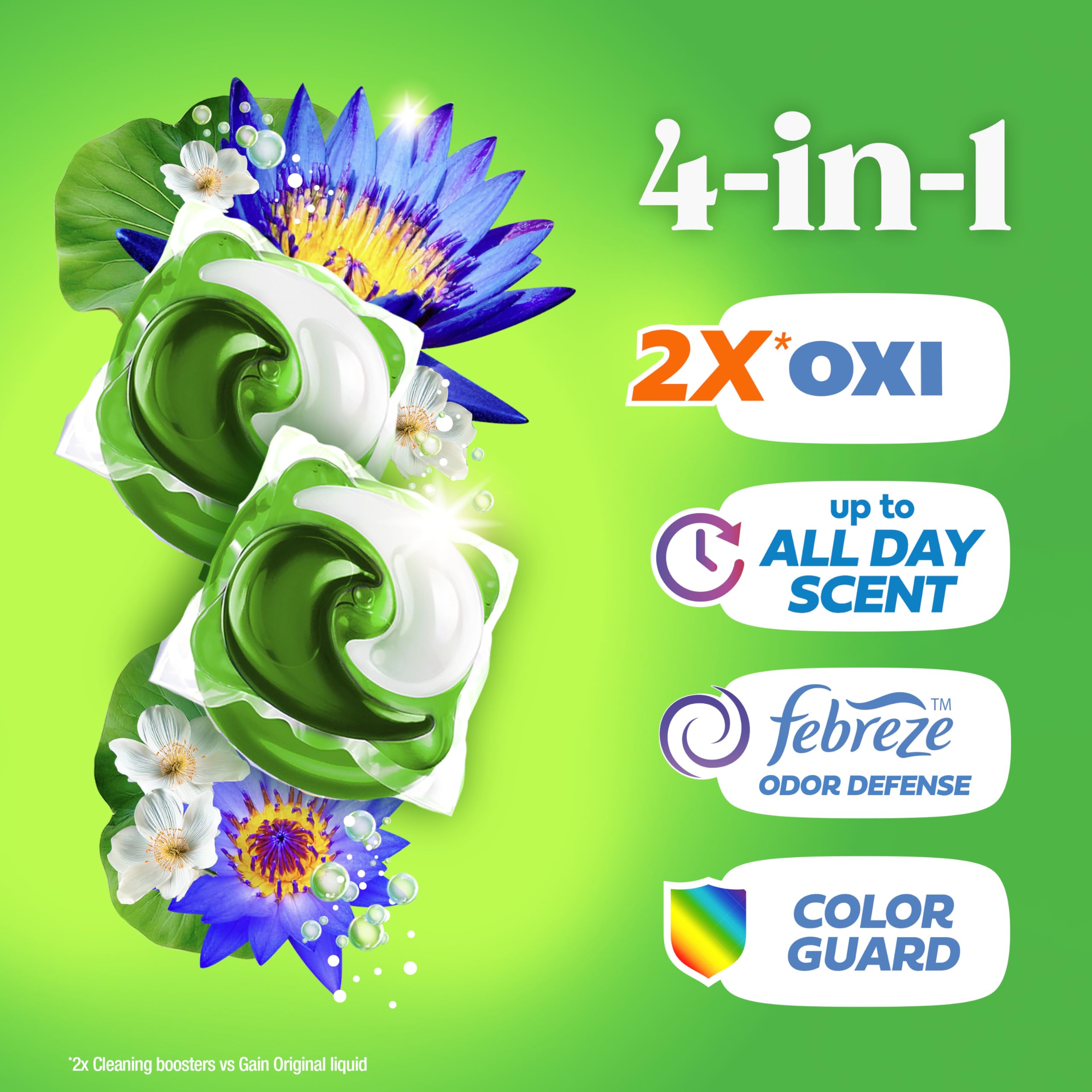 Gain Flings Waterfall Delight Laundry Pods 4-in-1

