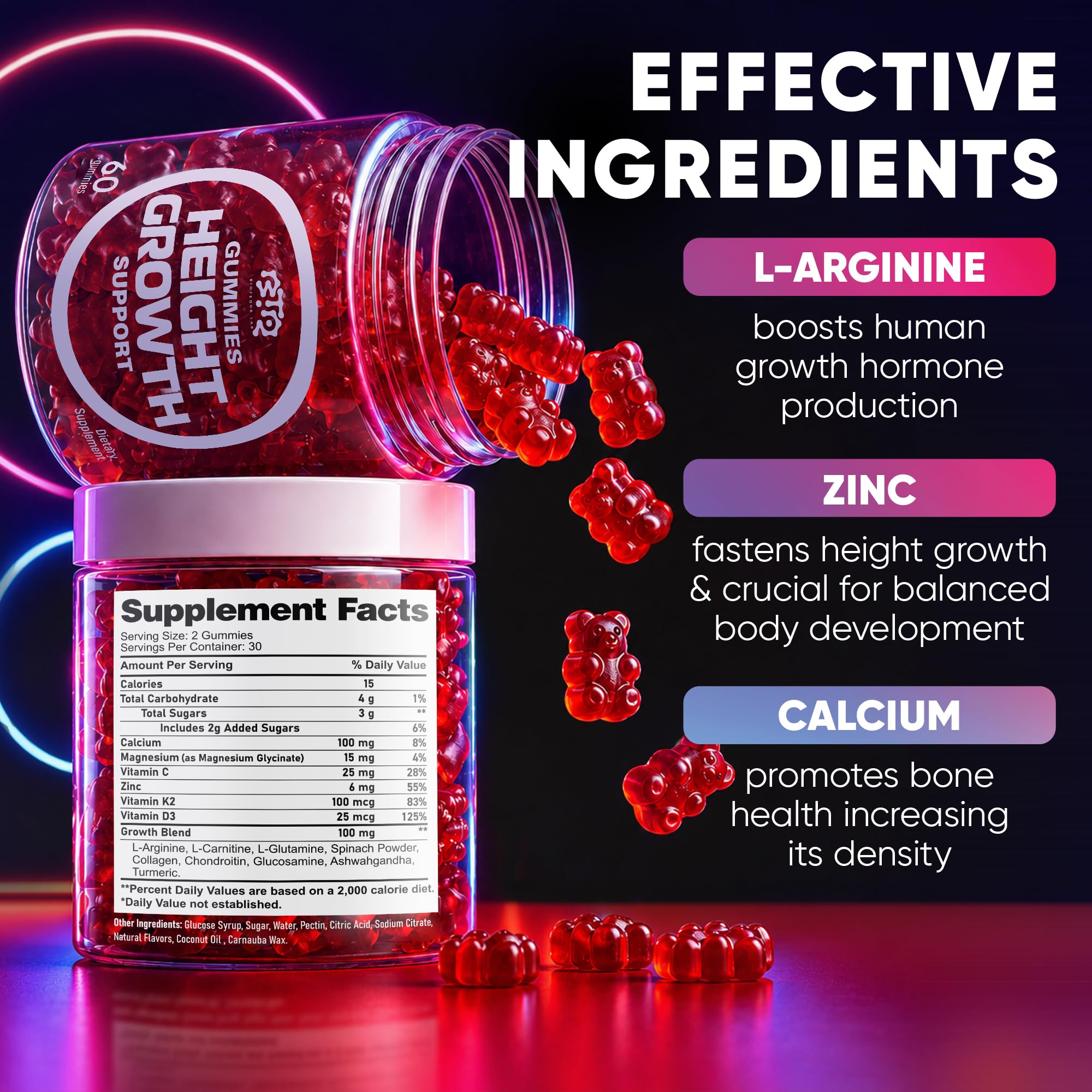 Bioteque Labs Height Growth Gummies – Vitamin & Mineral Supplement

