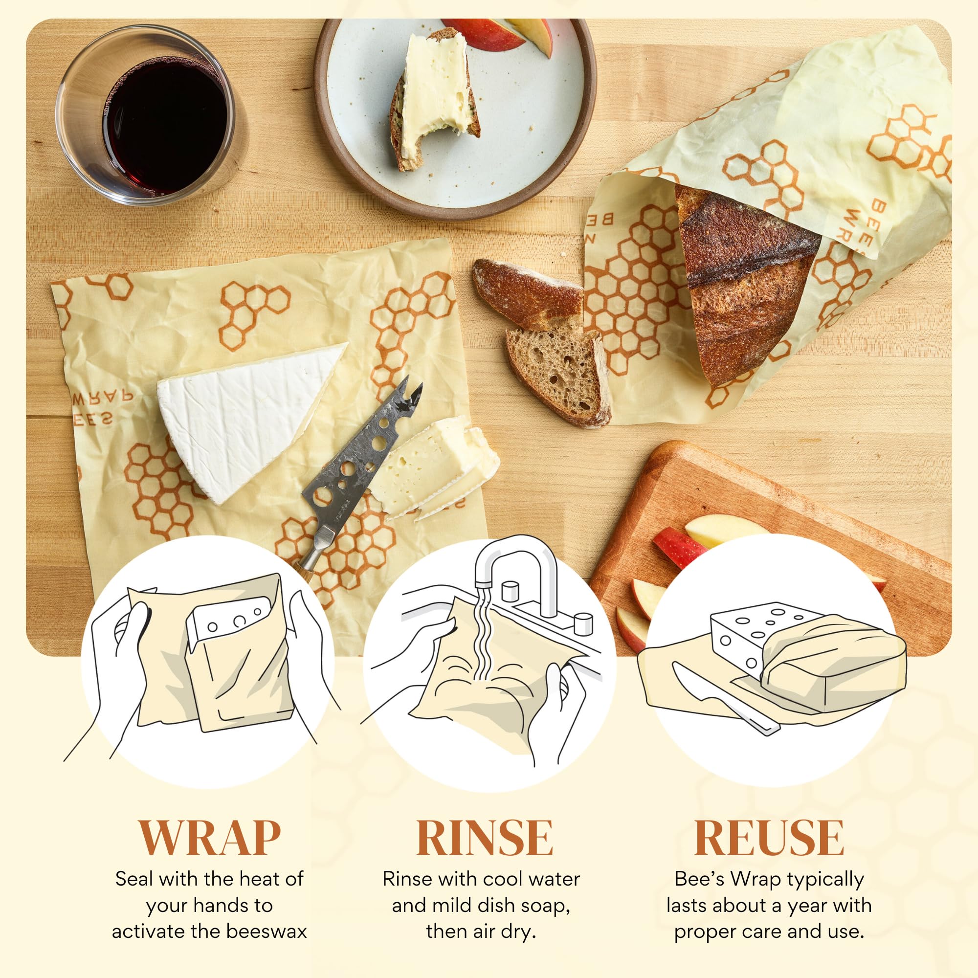 Beeswax Food Wrap Roll - Cut to Size, Plastic Free

