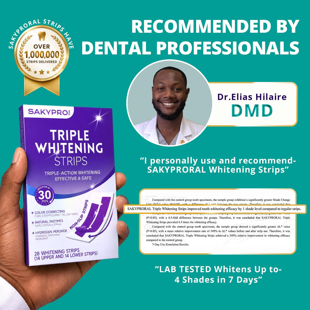 SAKYPRORAL Purple Teeth Whitening Strips - Enamel Safe

