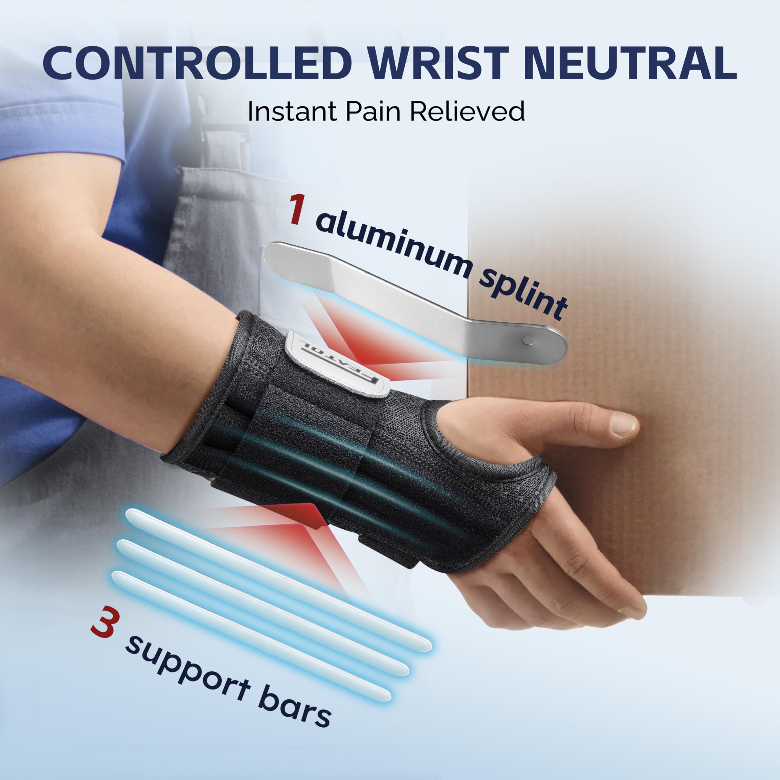 FEATOL Carpal Tunnel Wrist Brace with Splint | Work Night

