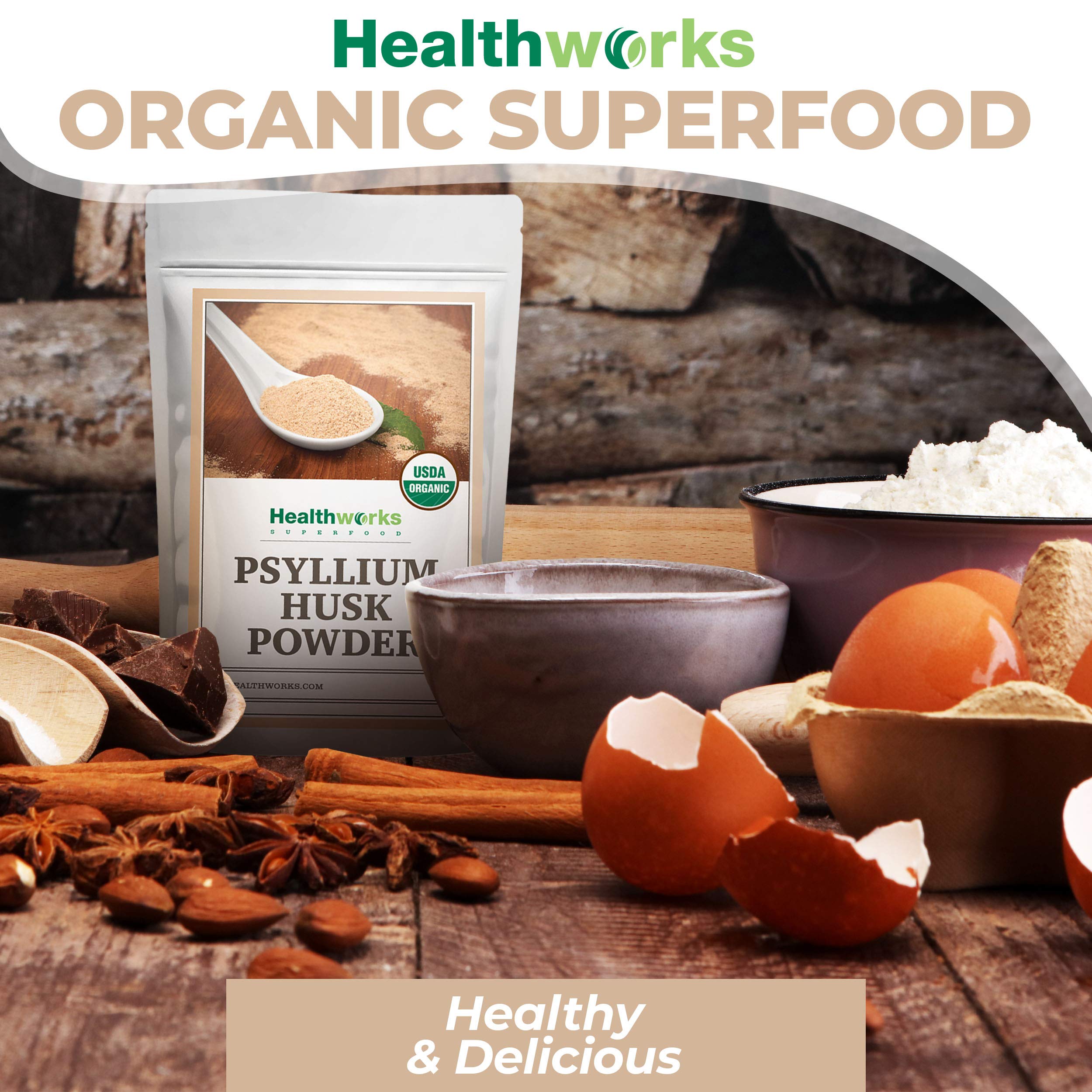Healthworks Psyllium Husk Powder Organic - Fiber Support

