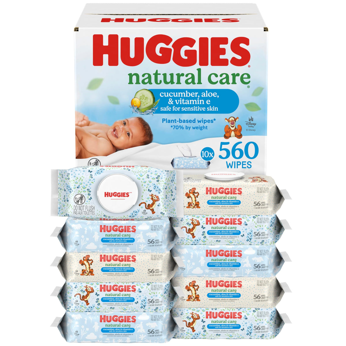 Huggies Natural Care Baby Wipes - Cucumber Aloe Vitamin E, Hypoallergenic