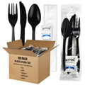 KitchenDine Wrapped Disposable Plastic Cutlery Set with Napkin and Salt Pepper Seasonings