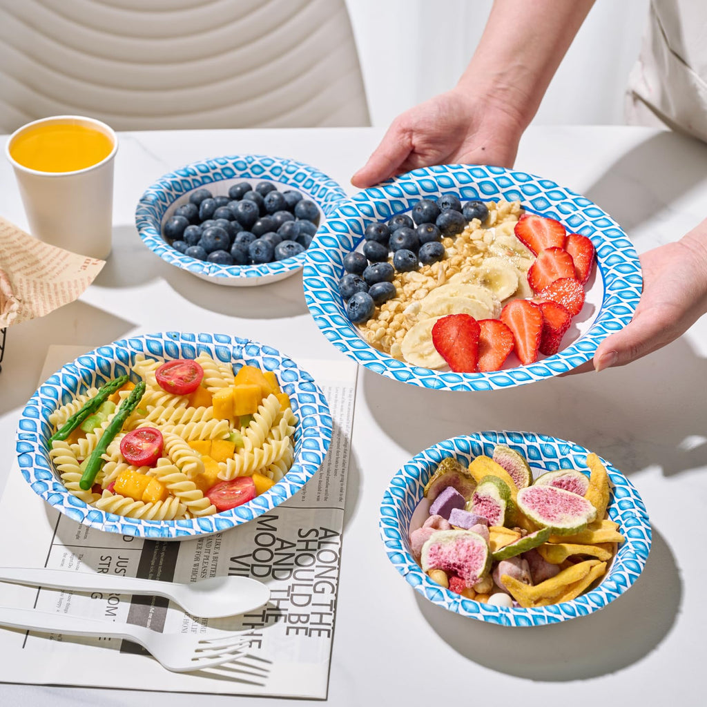 MUCHII Disposable Paper Bowls | Soak-Proof & Durable

