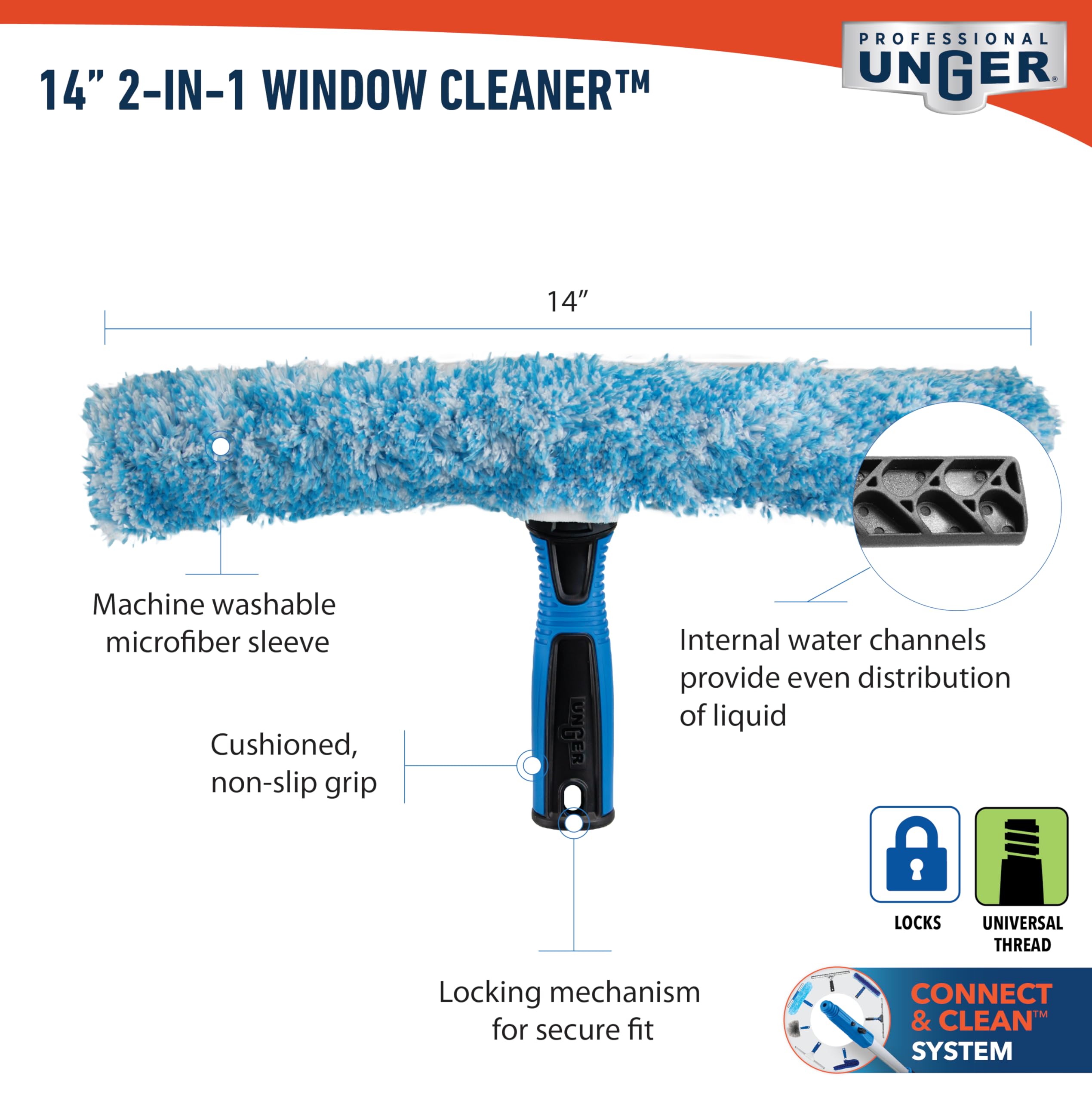 Unger 2-in-1 Window Cleaning Tool – Squeegee & Scrubber

