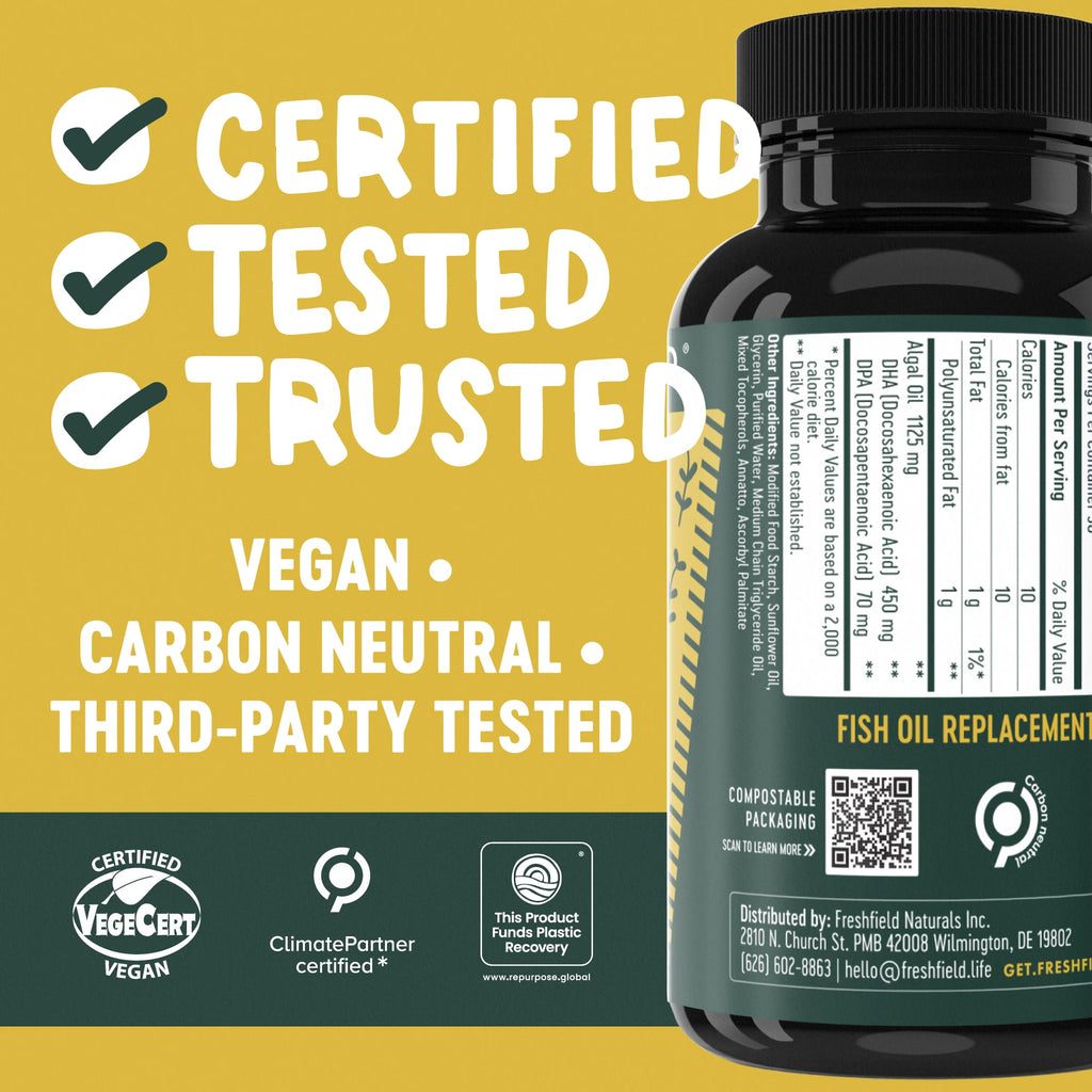 Freshfield Vegan Omega-3 DHA + DPA Algae Oil

