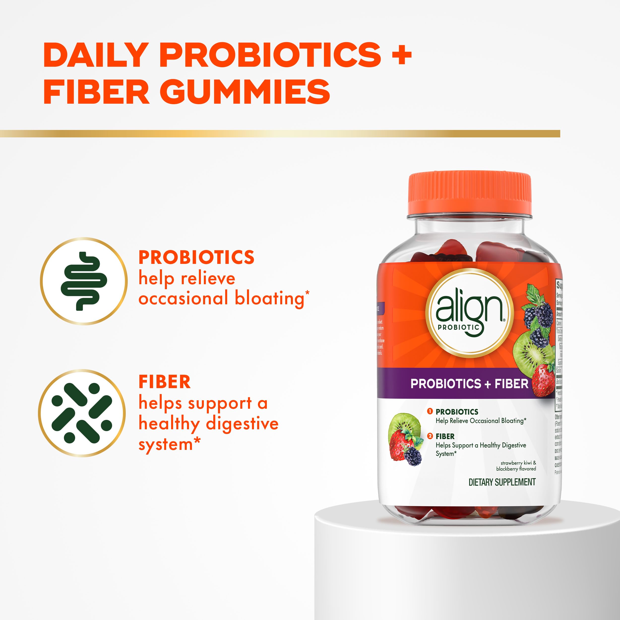 Align Probiotic + Fiber Gummies for Digestive Health

