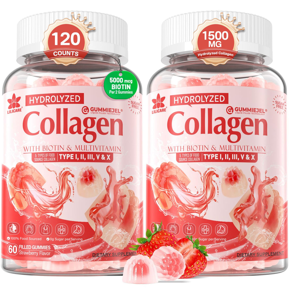 Collagen Peptide Gummies Multi-Collagen Sugar-Free for Skin Hair Nails