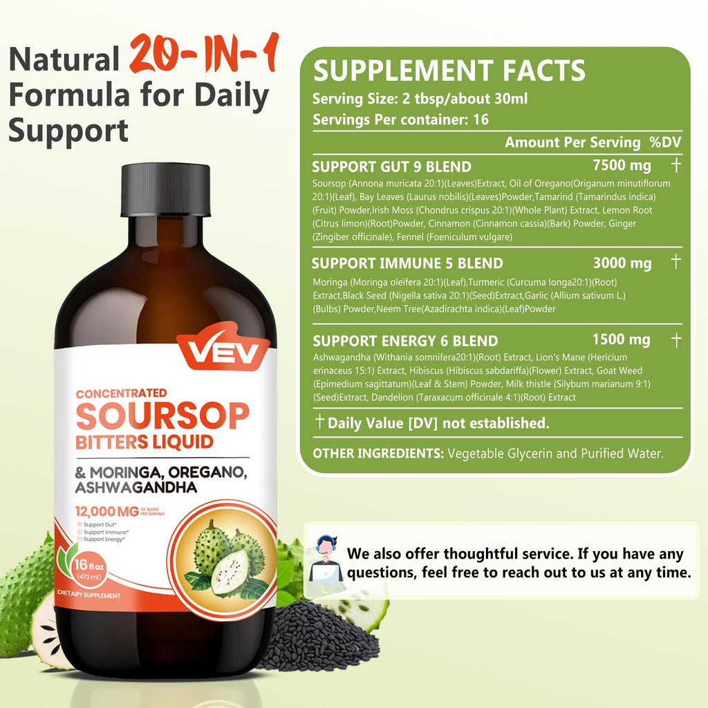 VEV Soursop Bitters Liquid – Herbal Digestive Blend

