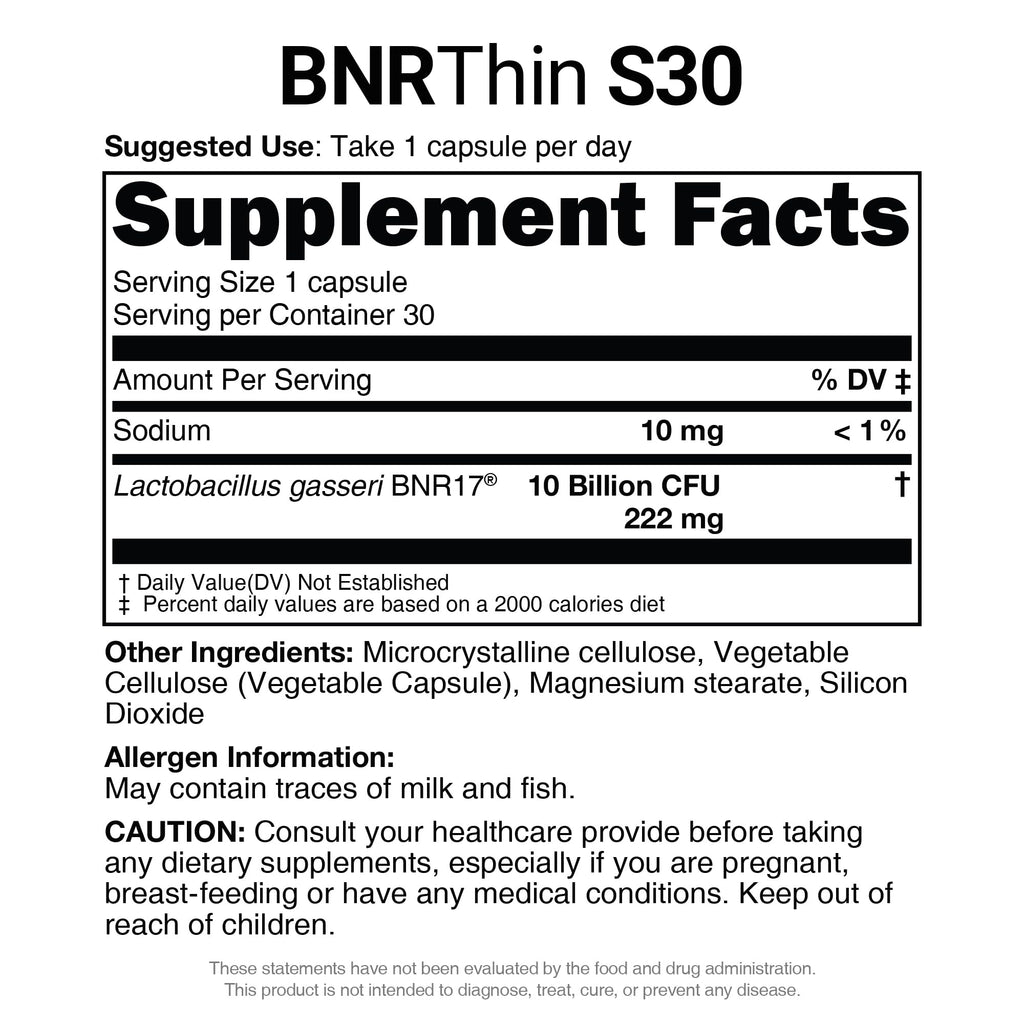 BNRThin Probiotic Lactobacillus gasseri BNR17 10 Billion CFU

