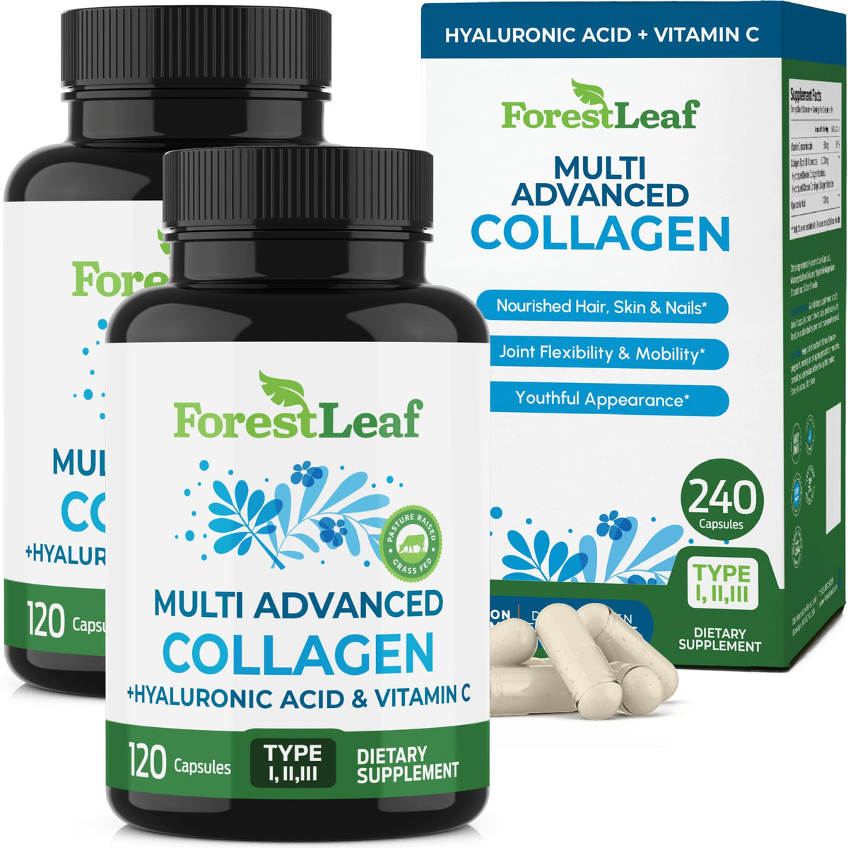 ForestLeaf Multi Collagen Capsules with Hyaluronic Acid