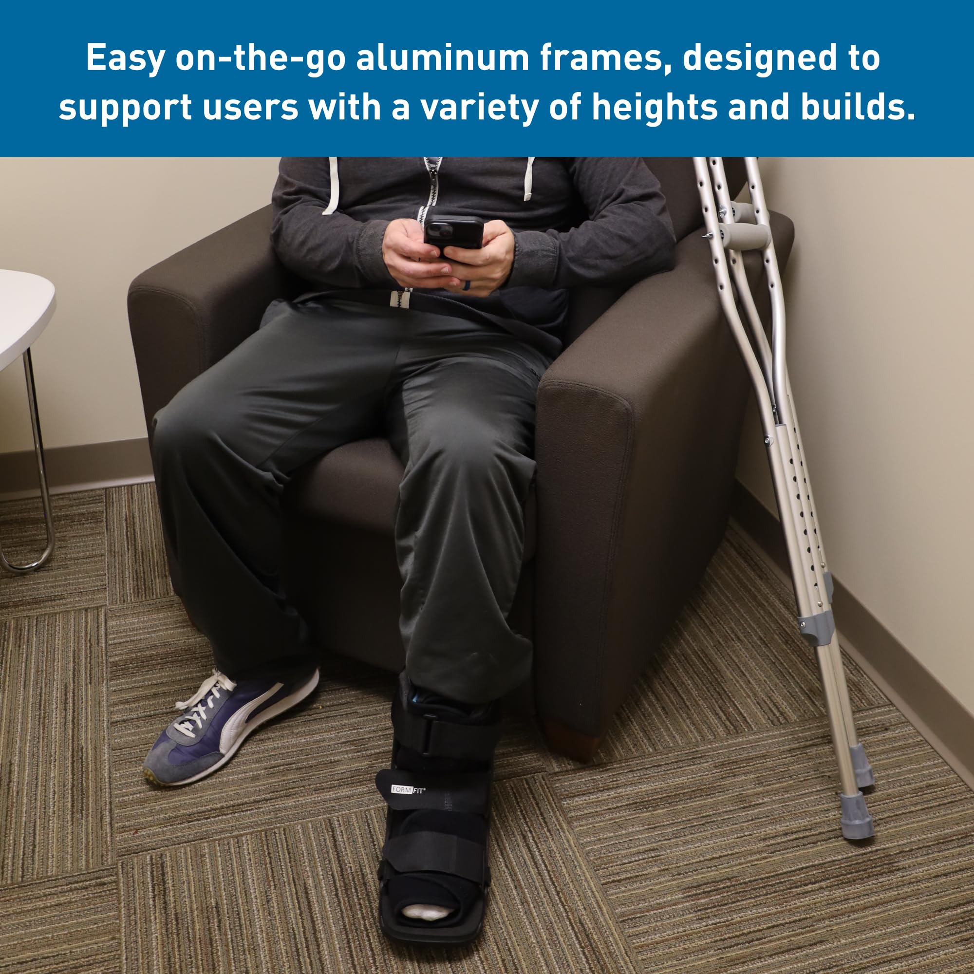 BodyMed Aluminum Crutches – Height Adjustable, Pair

