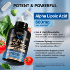 Alpha Lipoic Acid 600 mg Supplement for Nerve Energy - Vegan


