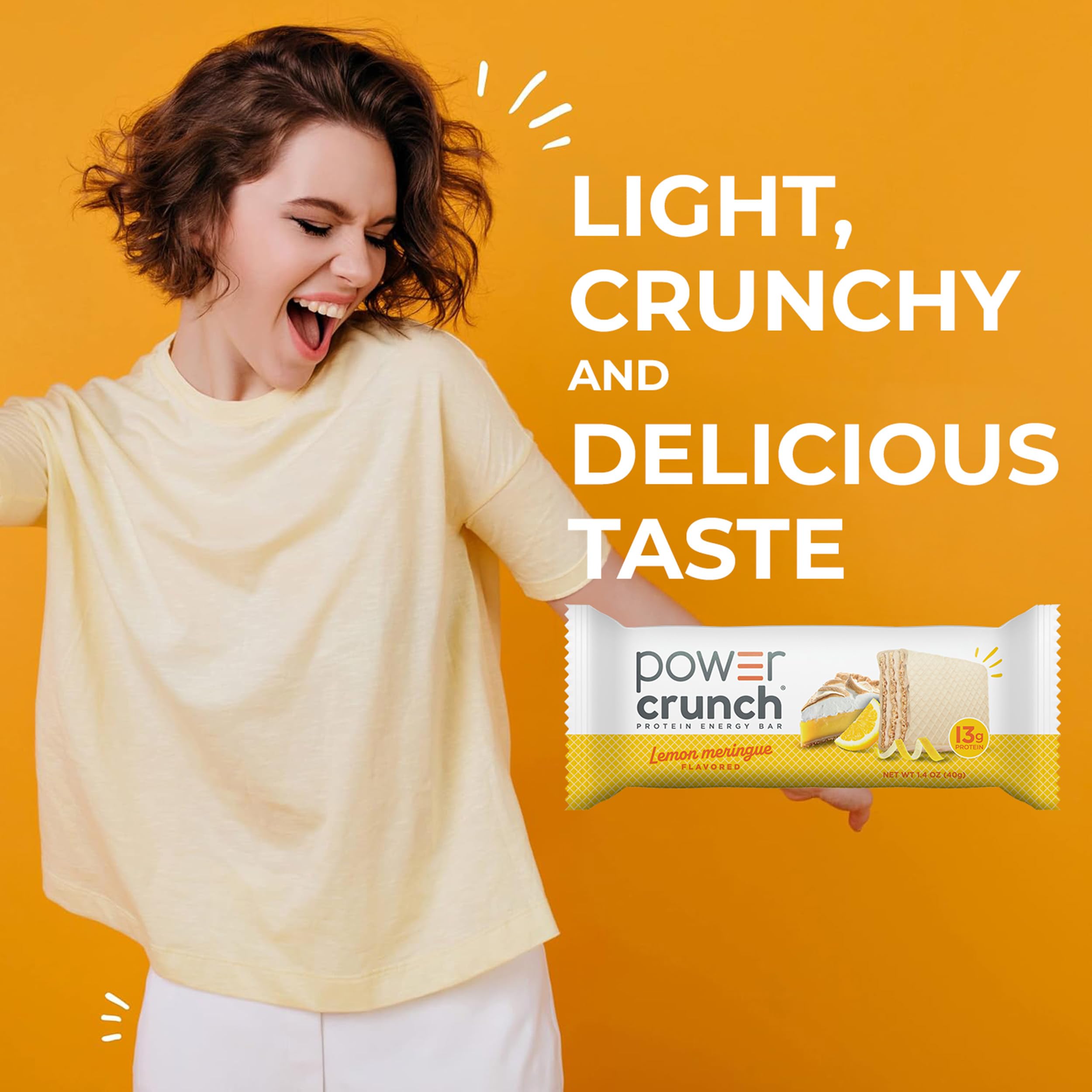 Power Crunch Protein Energy Wafer Bars, Lemon Meringue, 1.4 Ounce (12 Count)