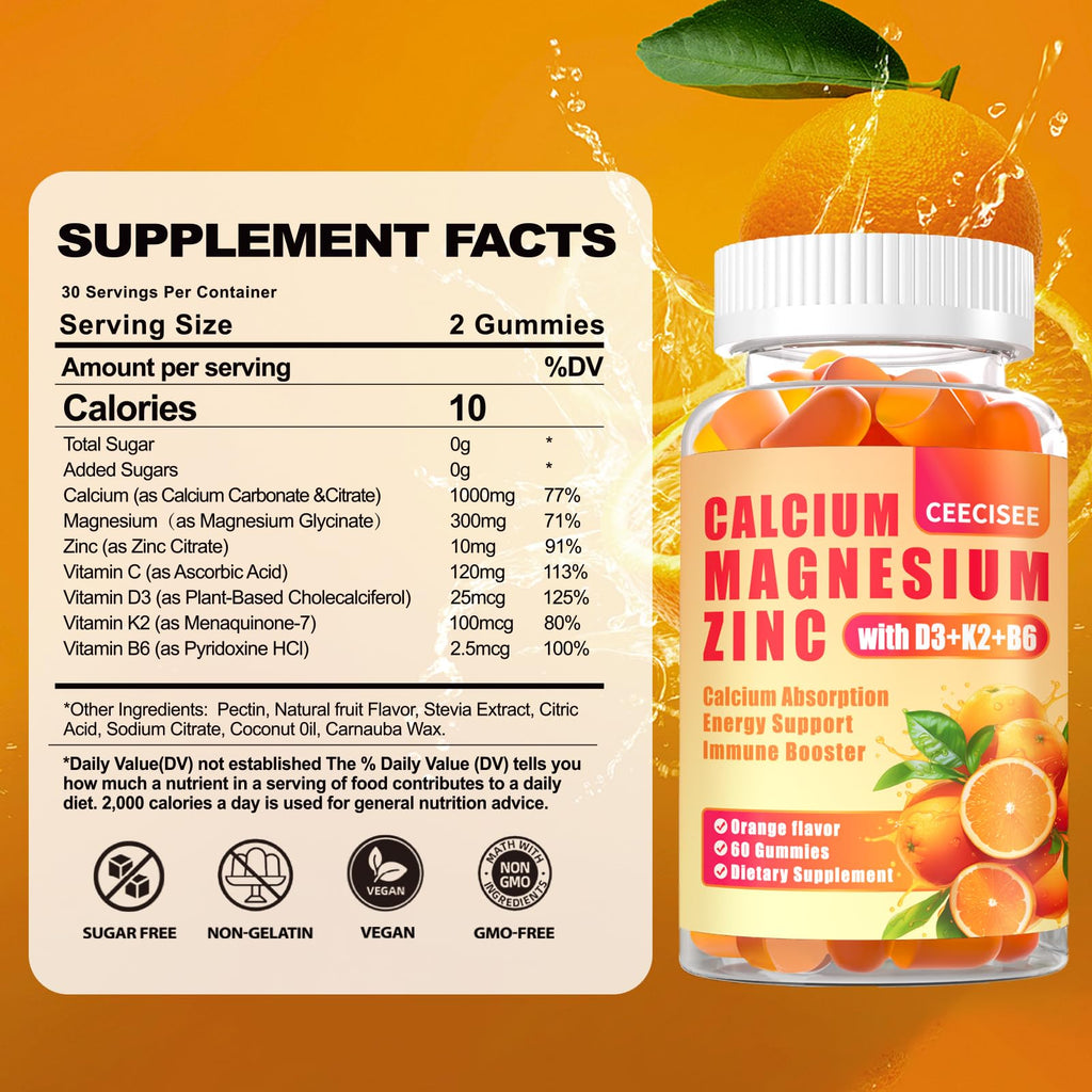 Ceecisee Calcium Magnesium Zinc Gummies with Vitamin D3

