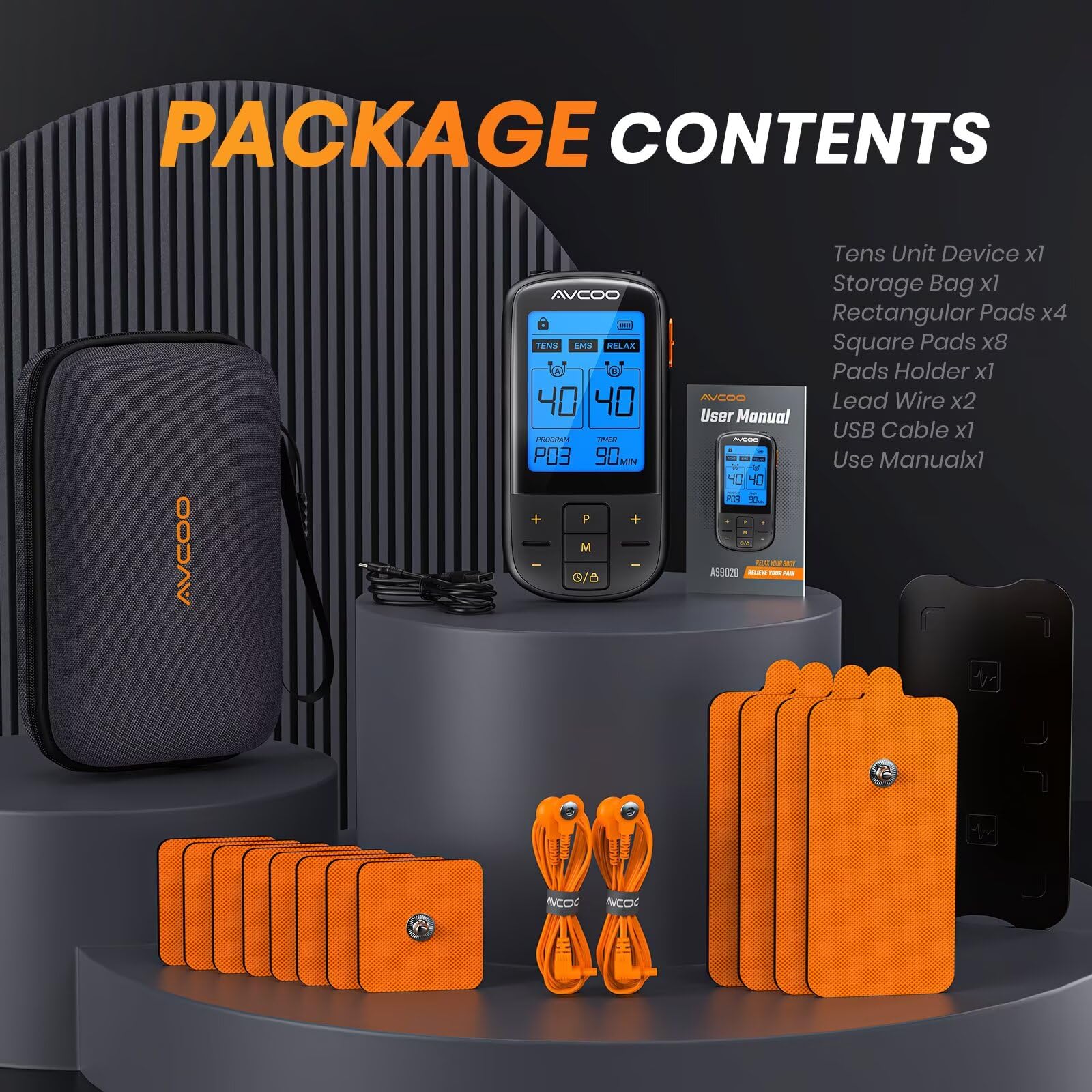 AVCOO TENS EMS Massager All-in-One USB Rechargeable

