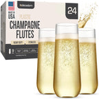 DECADORN Clear Stemless Champagne Flutes Plastic BPA-Free Shatterproof Made in USA