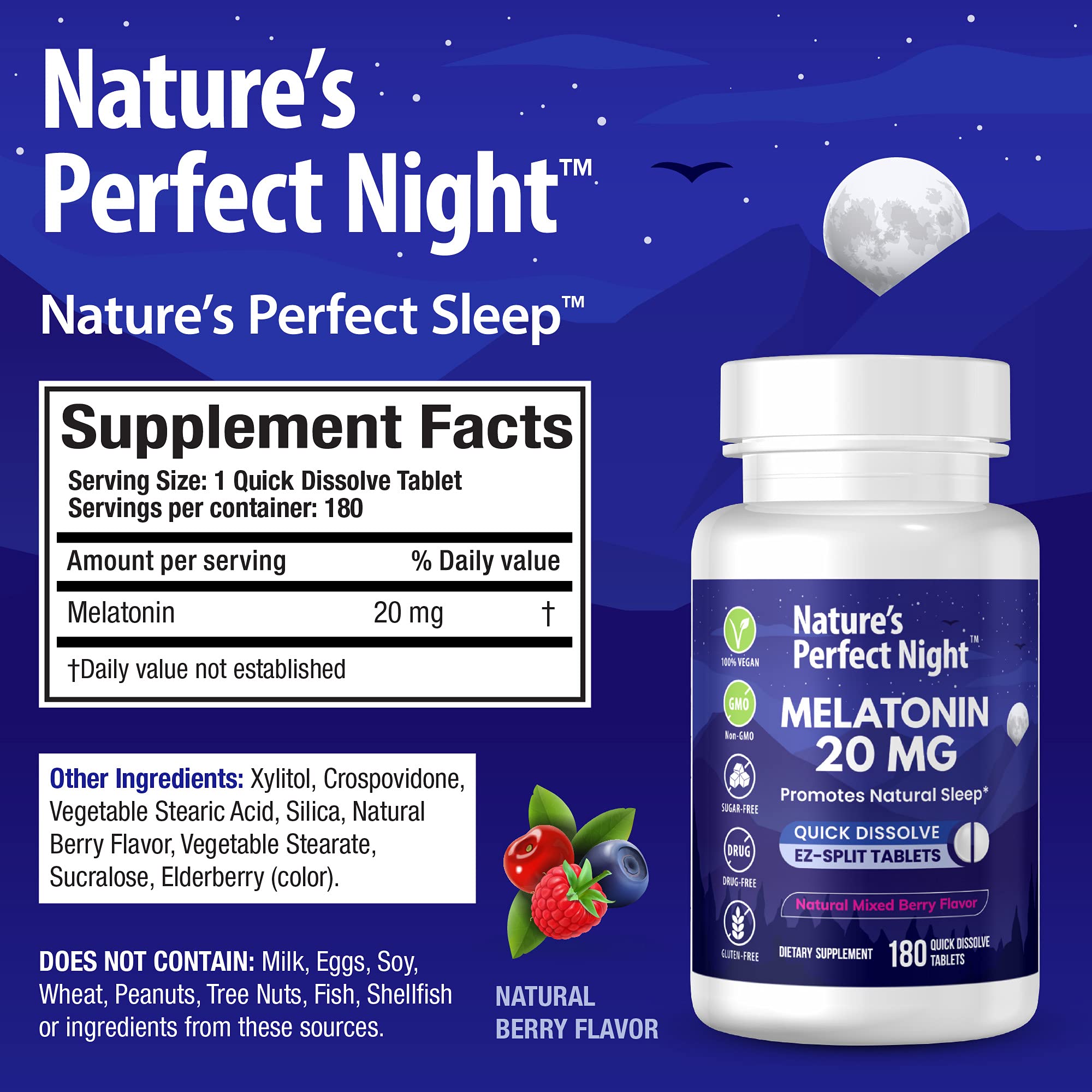 Nature's Perfect Night Melatonin Sleep Supplement


