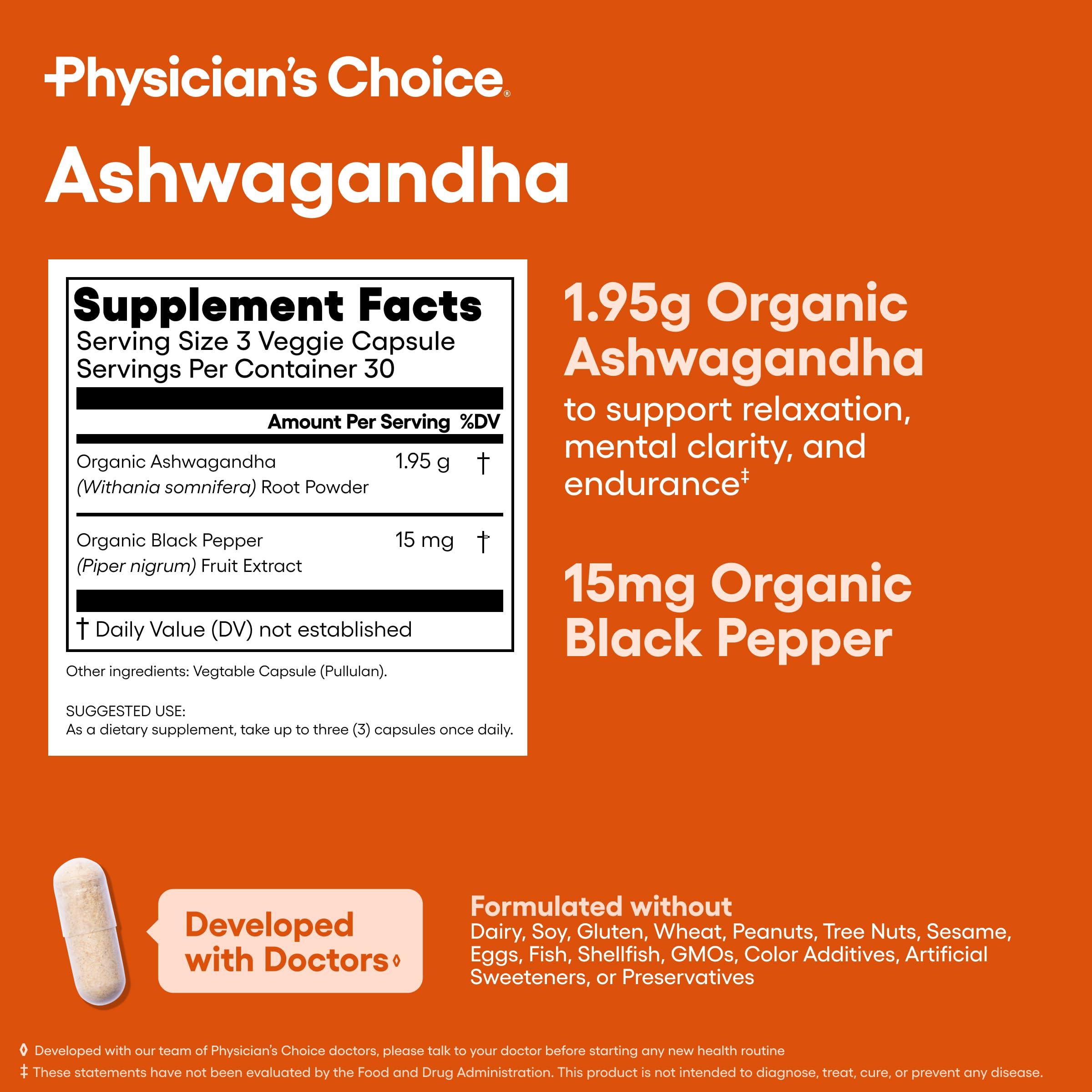 Physician's Choice Ashwagandha Root Powder with Black Pepper


