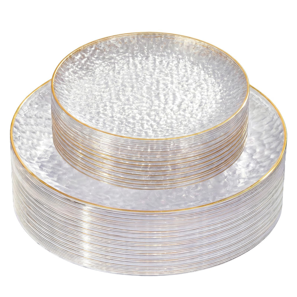 Rubtlamp Clear Plastic Plates with Gold Rim

