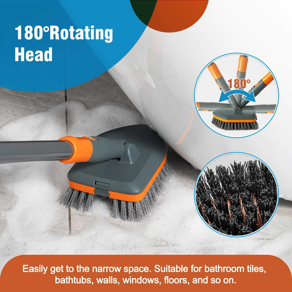 CLEANHOME Floor Scrub Brush with Interchangeable Heads

