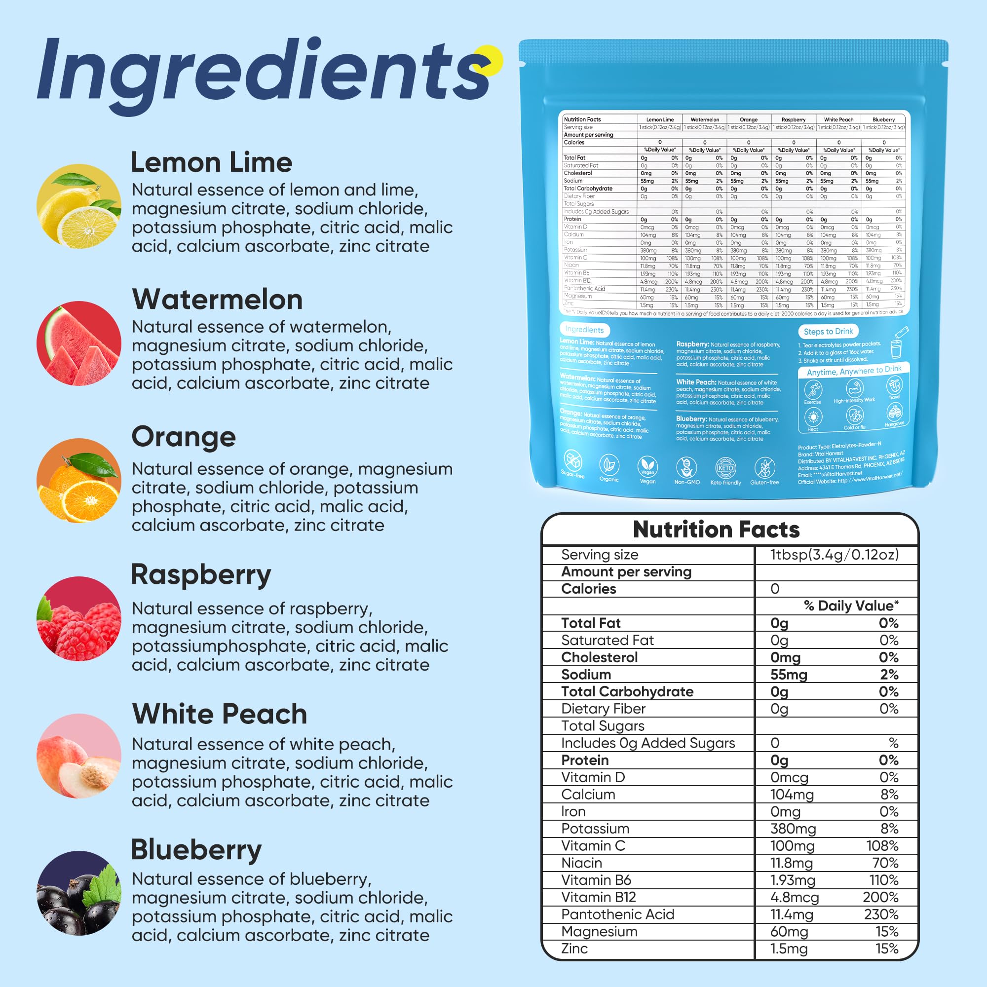 Electrolyte Powder Drink Mix - Sugar Free Hydration

