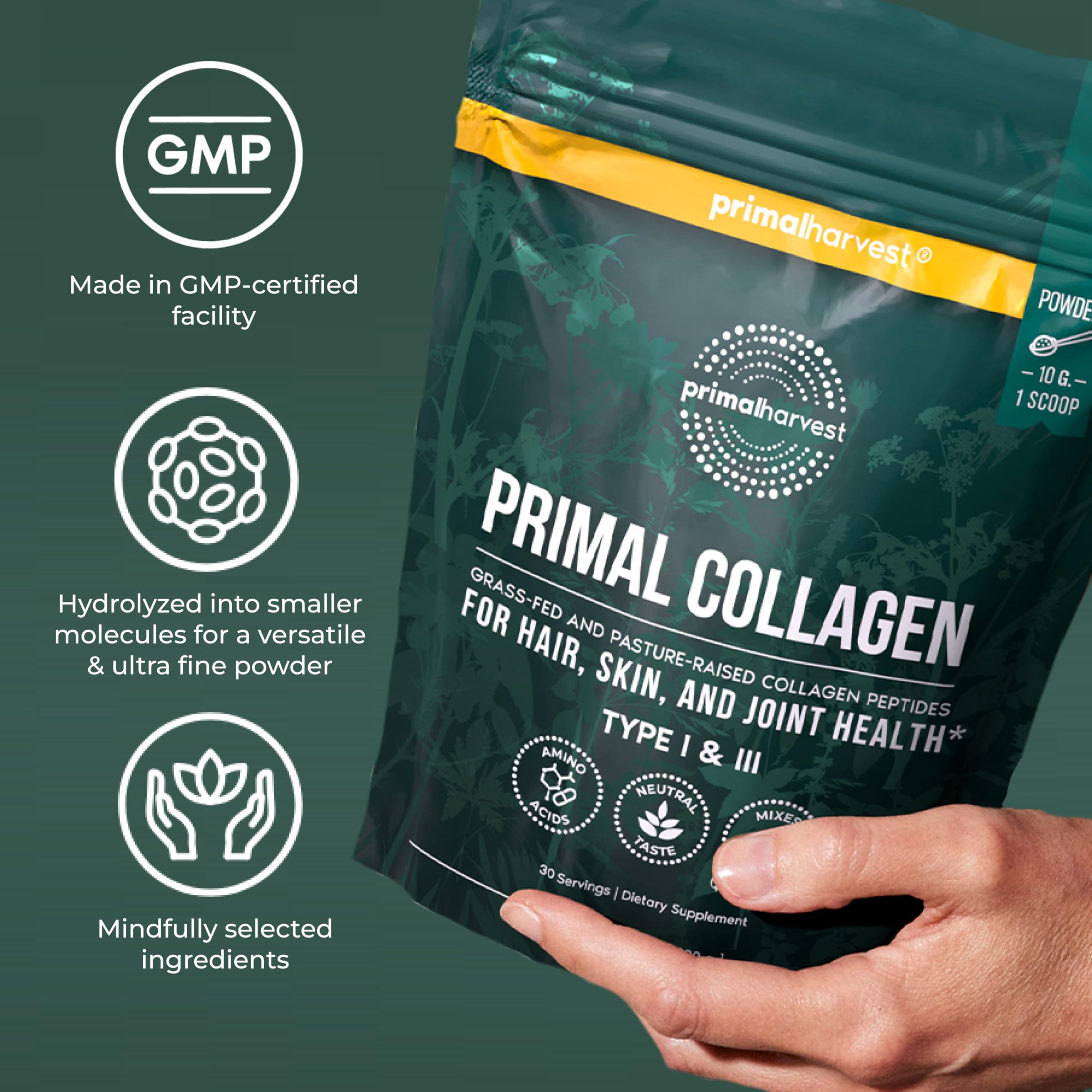 Primal Harvest Collagen Powder Daily Supplement Gluten Free

