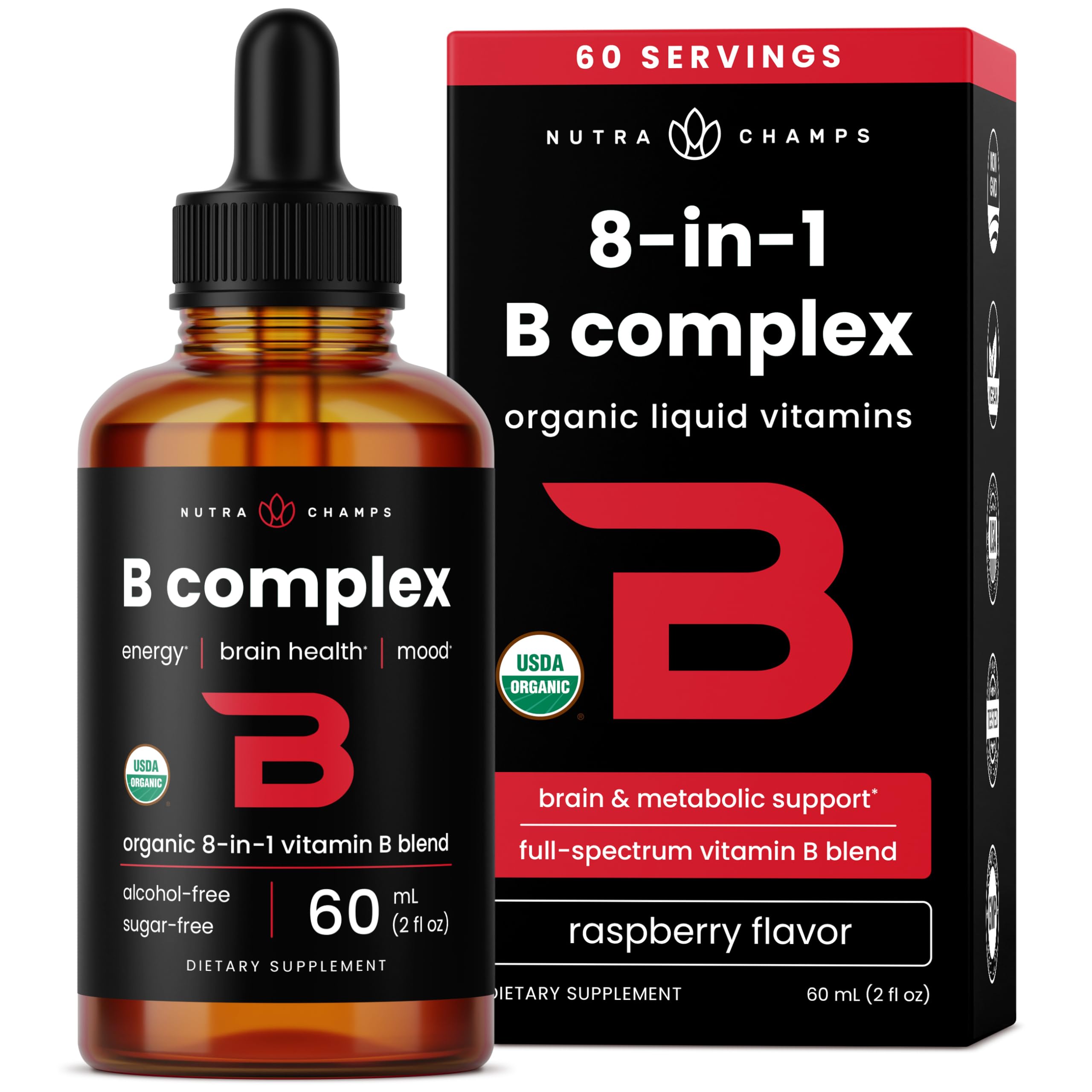 Vitamin B Complex Liquid Drops - USDA Organic B12

