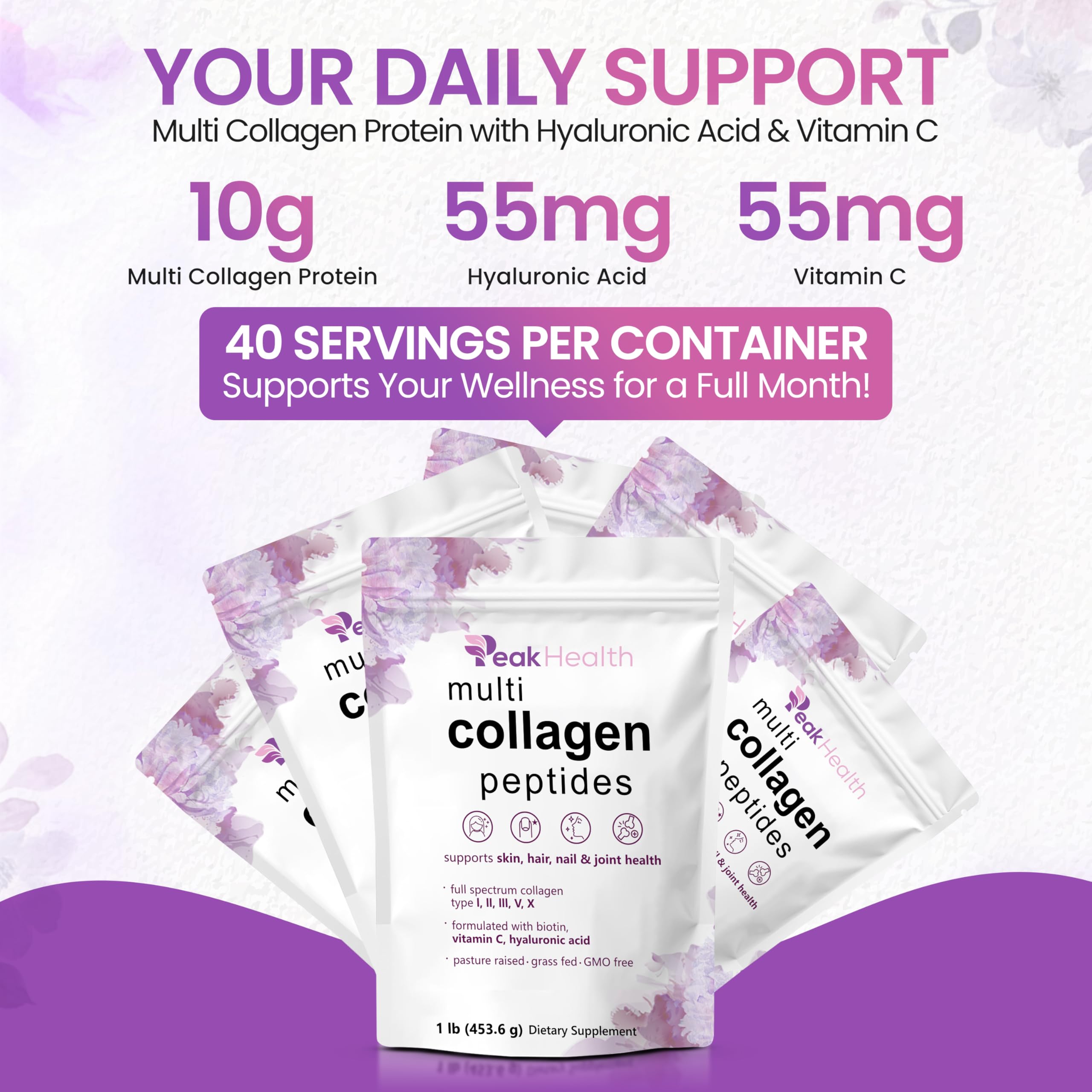 Multi Collagen Peptides Powder Unflavored Collagen Protein

