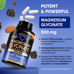 Magnesium Glycinate 500 mg Chelated Supplement for Sleep

