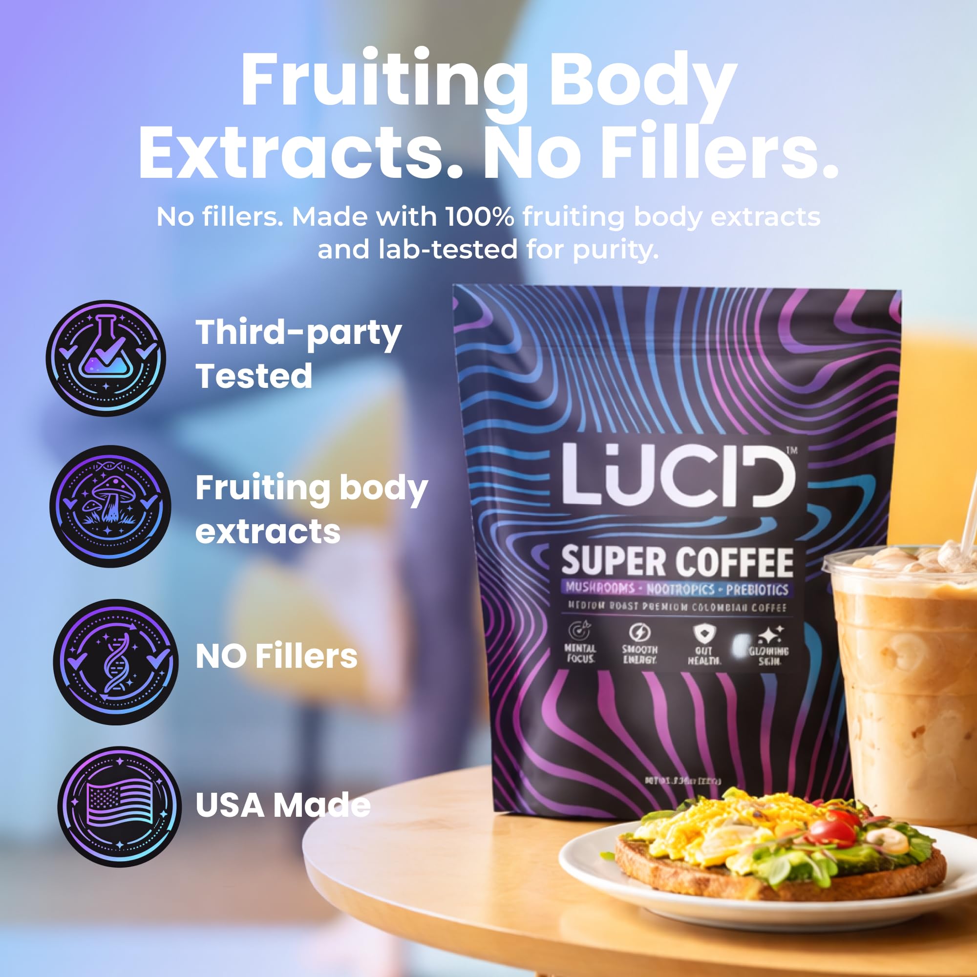 Mushroom Nootropics Blend for Focus - by Lucid - USA Made


