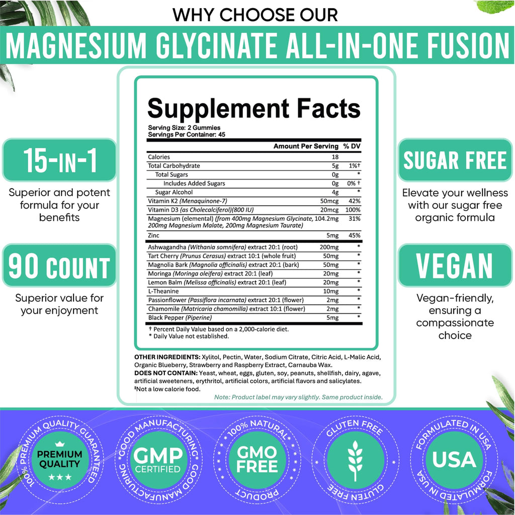 Adndale Magnesium Glycinate Gummies 400 mg | Wellness Blend

