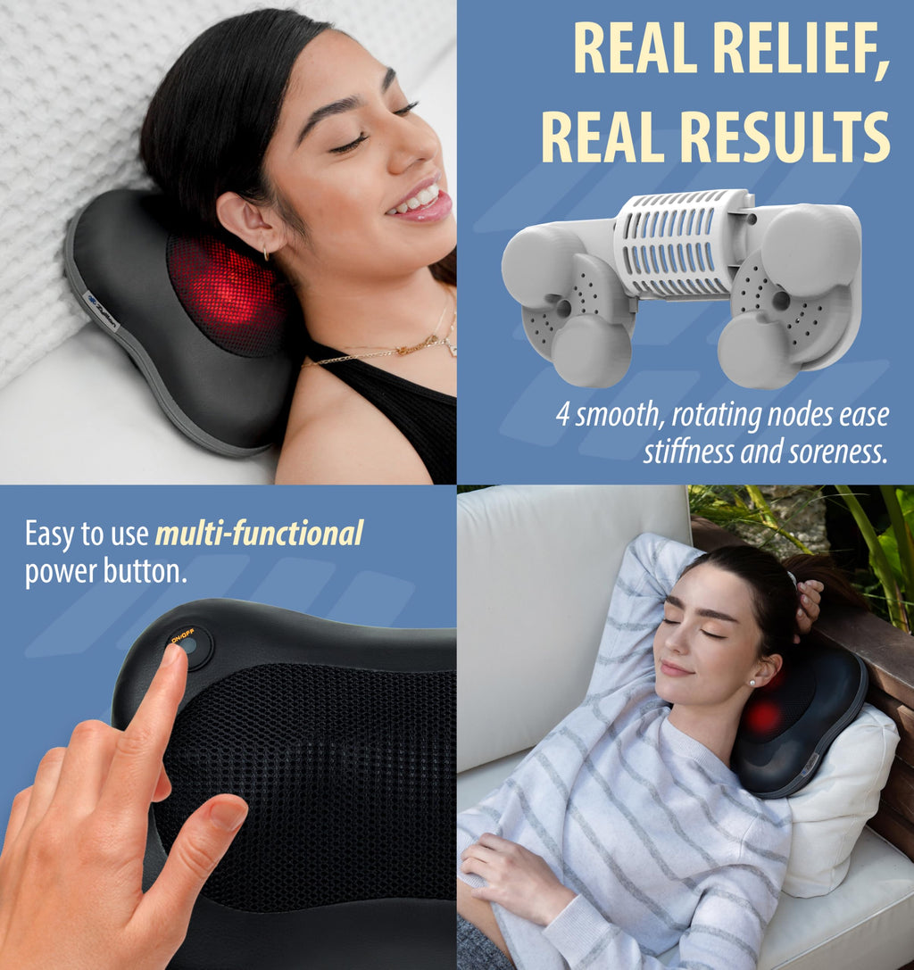Zyllion Shiatsu Back Massager with Heat - 3D Kneading Pillow

