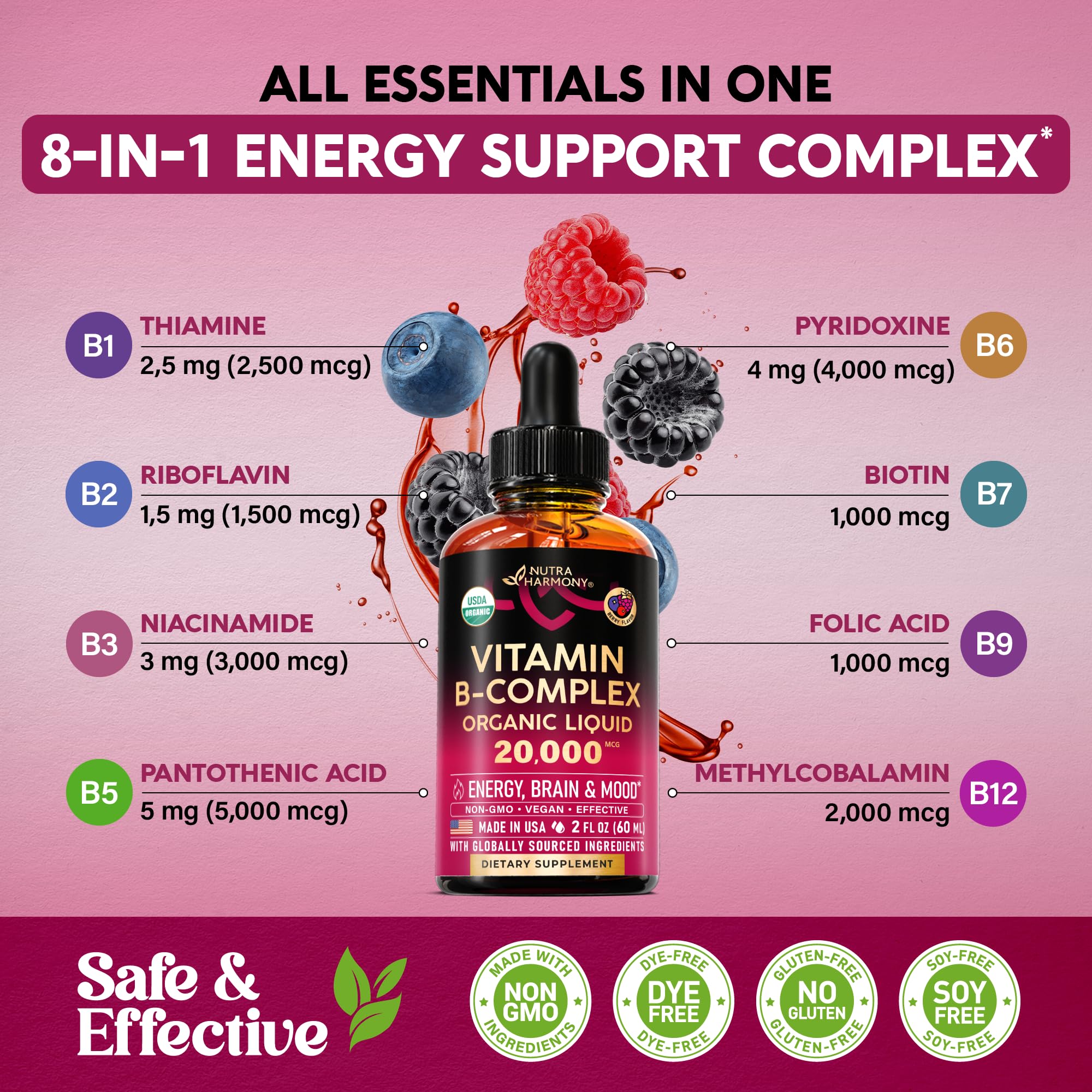 Vitamin B-Complex Liquid Drops | USDA Organic

