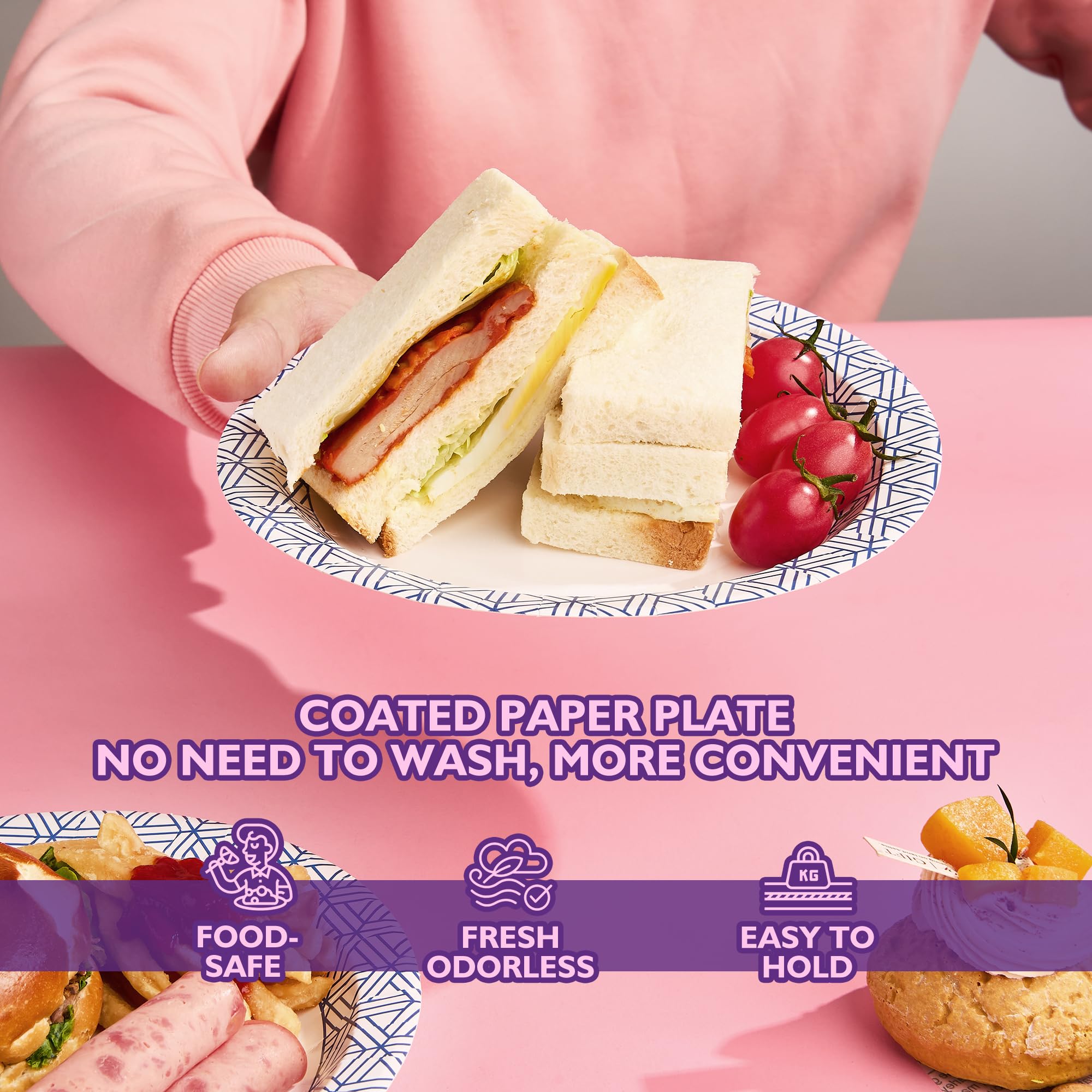 Disposable Paper Plates - Soak-Proof & Grease-Resistant

