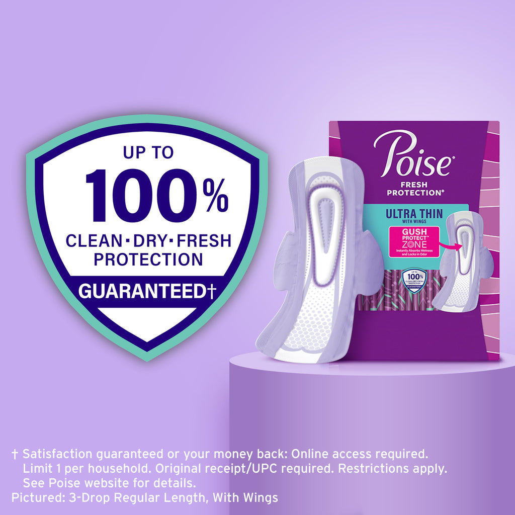 Poise Ultra Thin Incontinence Pads with Wings

