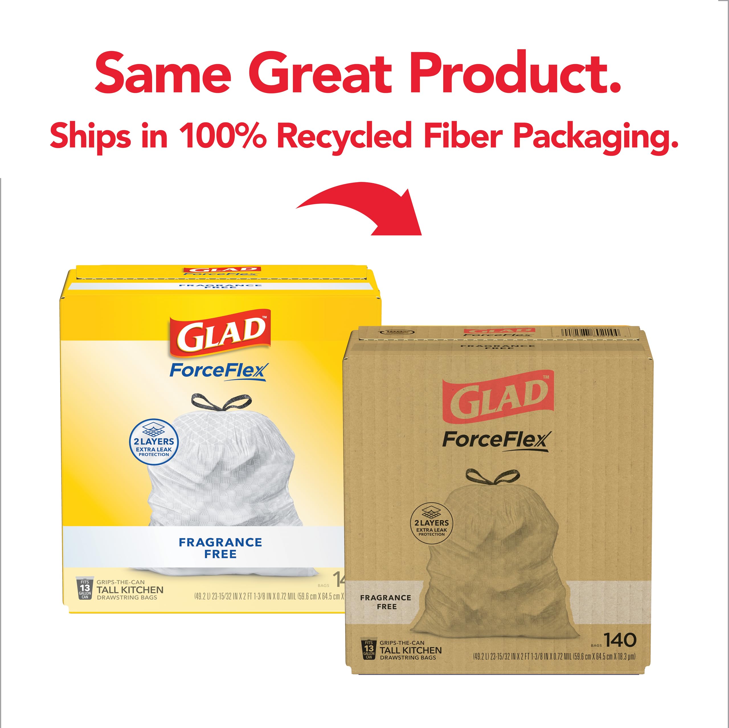 Glad ForceFlex Tall Kitchen Trash Bags Fragrance Free 13 Gal

