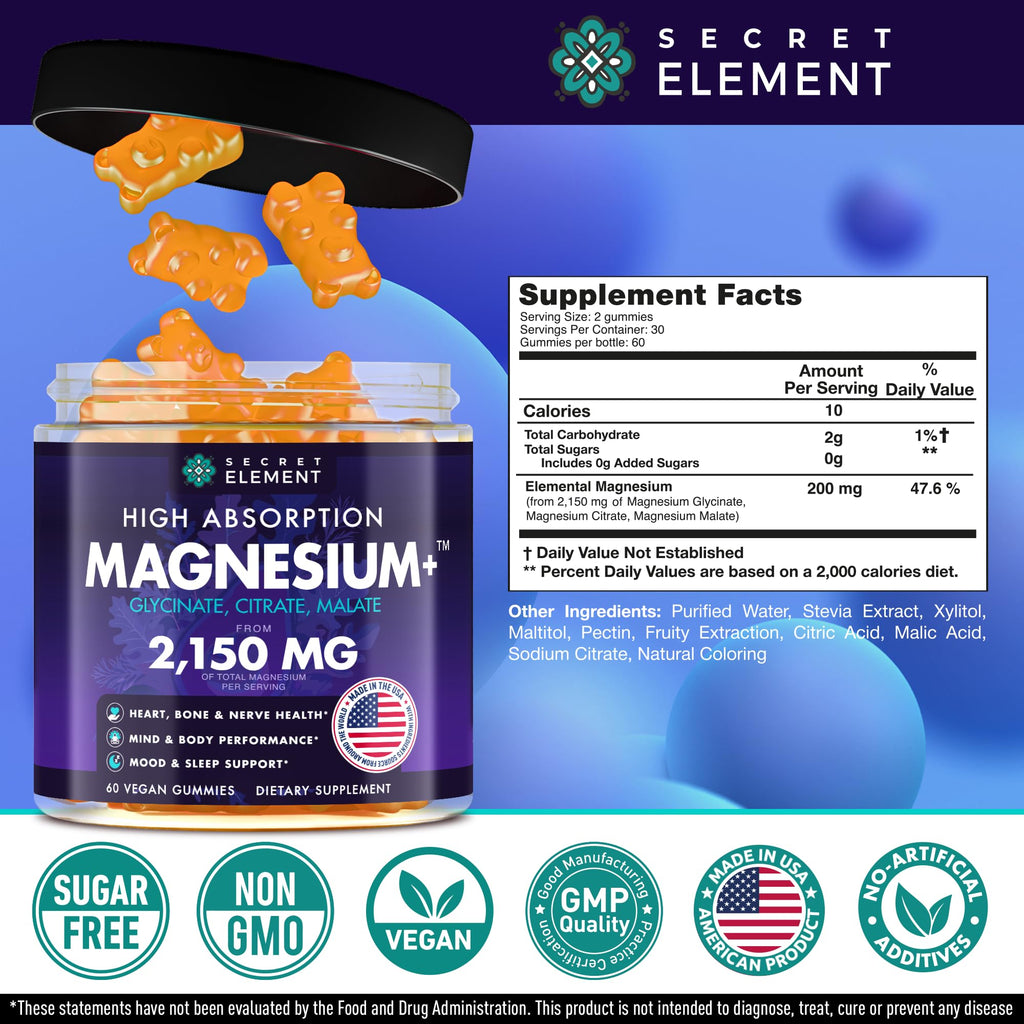 Secret Element Magnesium Glycinate Gummies - High Absorption

