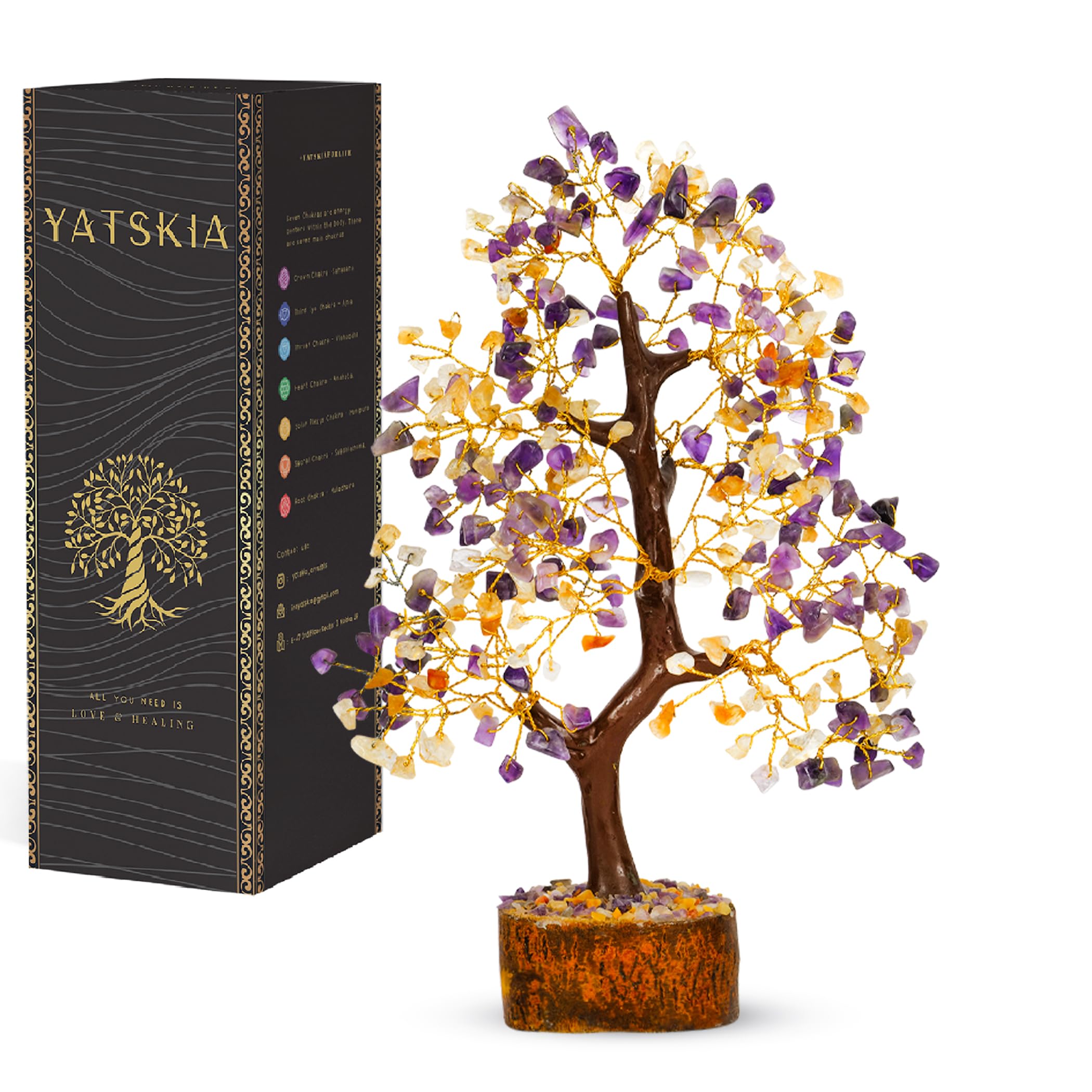 YATSKIA Crystal Tree Sculpture with Natural Crystals