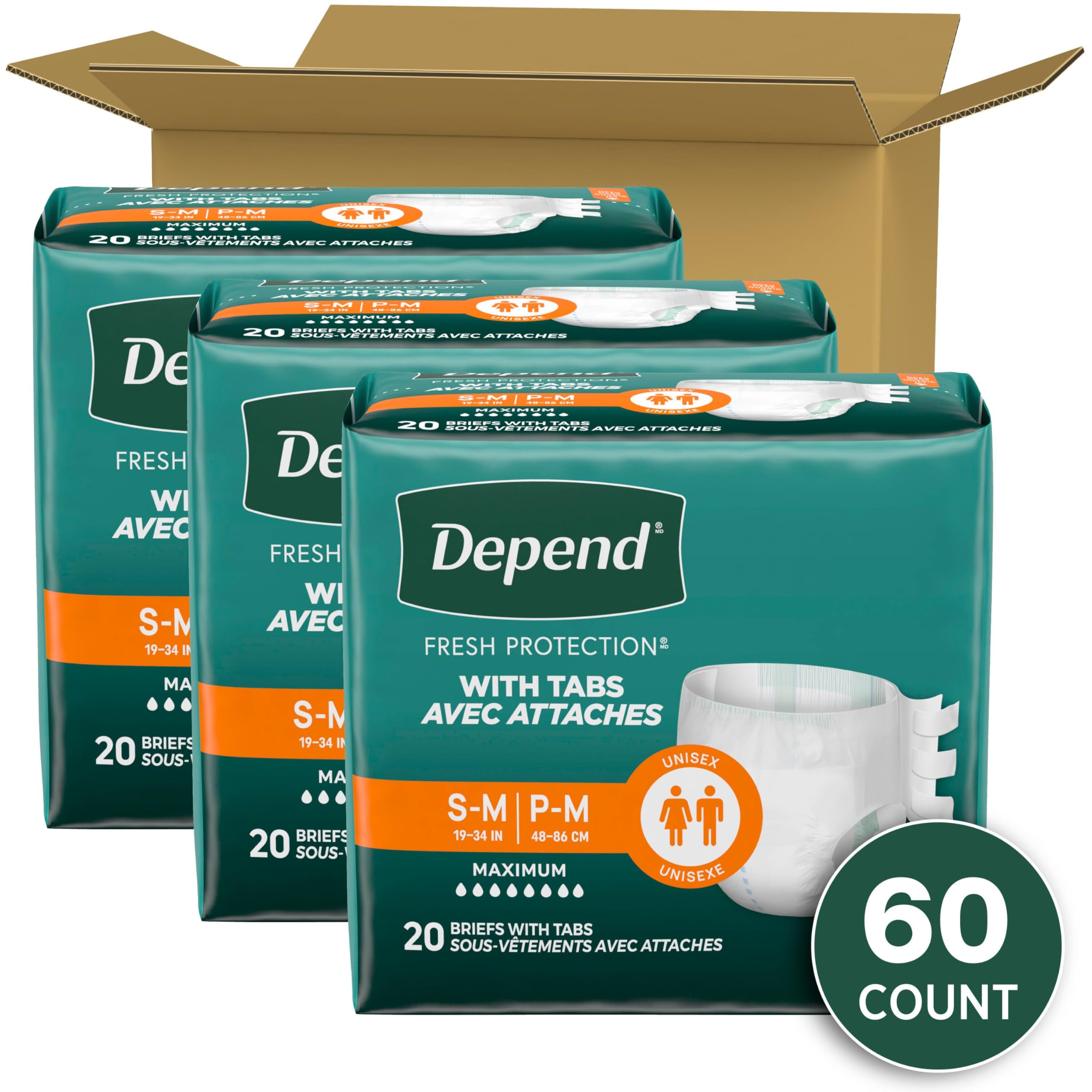 Depend Protection with Tabs Adult Diapers - Max Absorbency

