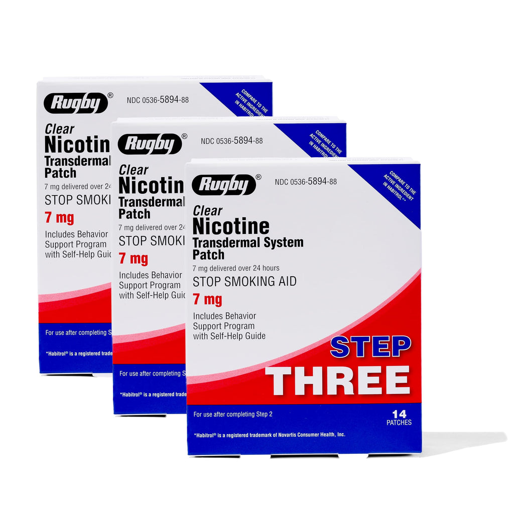 Rugby Clear Nicotine Patch Transdermal Quitting Aid Three-Step Program