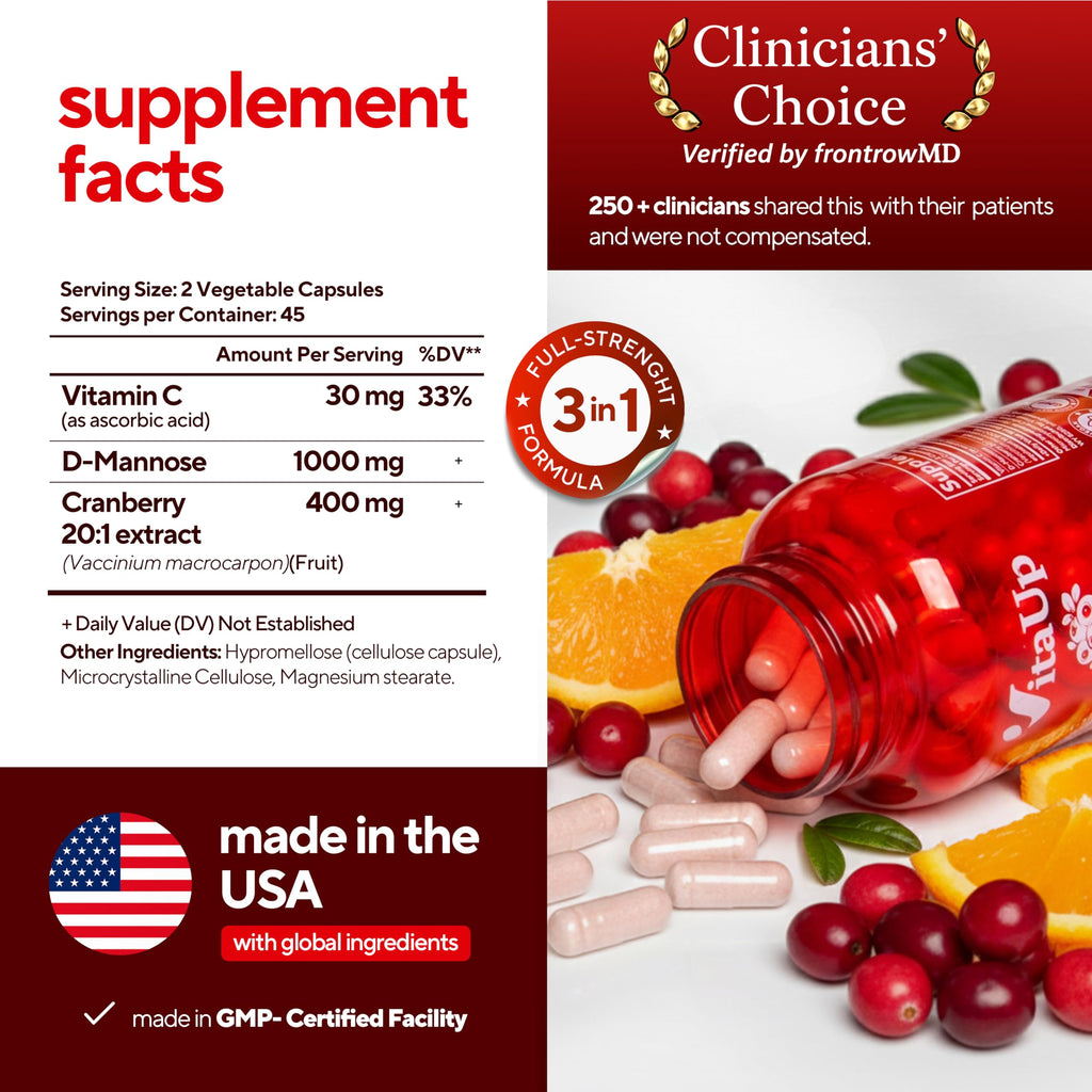 VitaUp D-Mannose & Cranberry Supplement for Women | UTI


