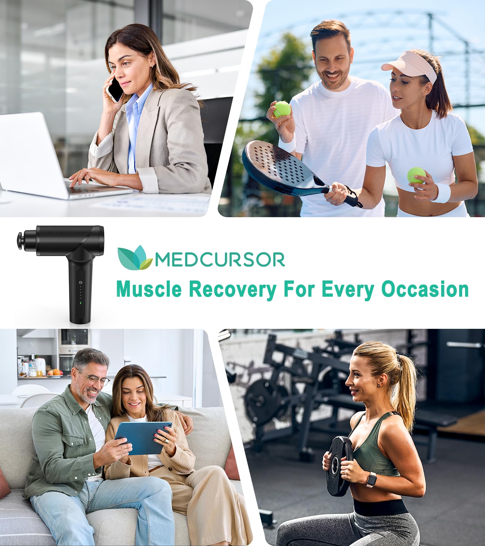 Medcursor Massage Gun | Quiet High-Torque Percussion Massager

