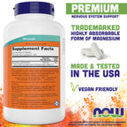 NOW Foods Magnesium Glycinate Supplement | Non-GMO

