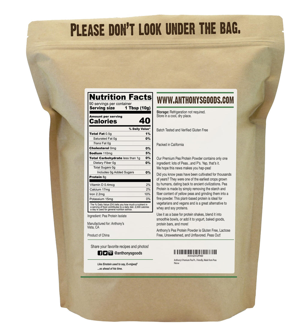 Anthony's Pea Protein Isolate - Unflavored & Plant Based

