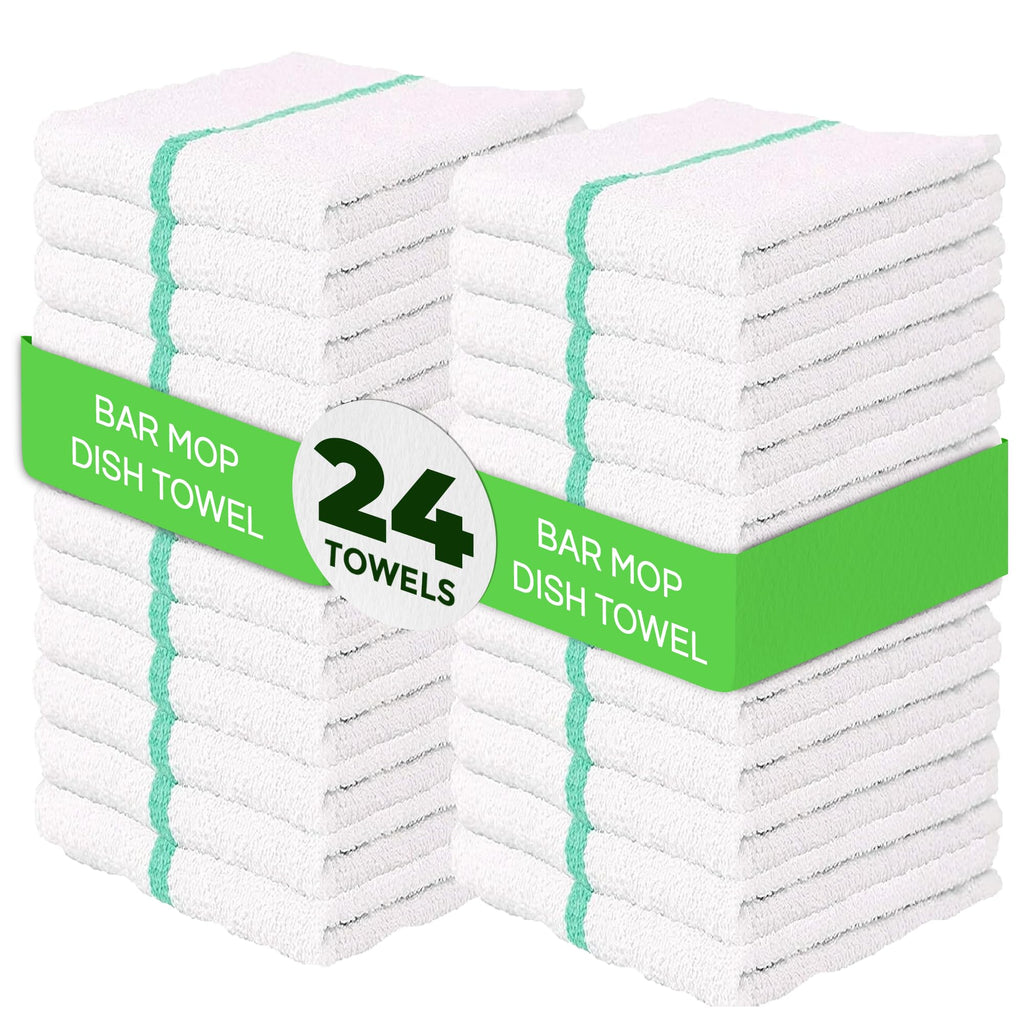 Towels N More 100% Cotton Bar Mop Kitchen Towels - Reusable, High Absorbency
