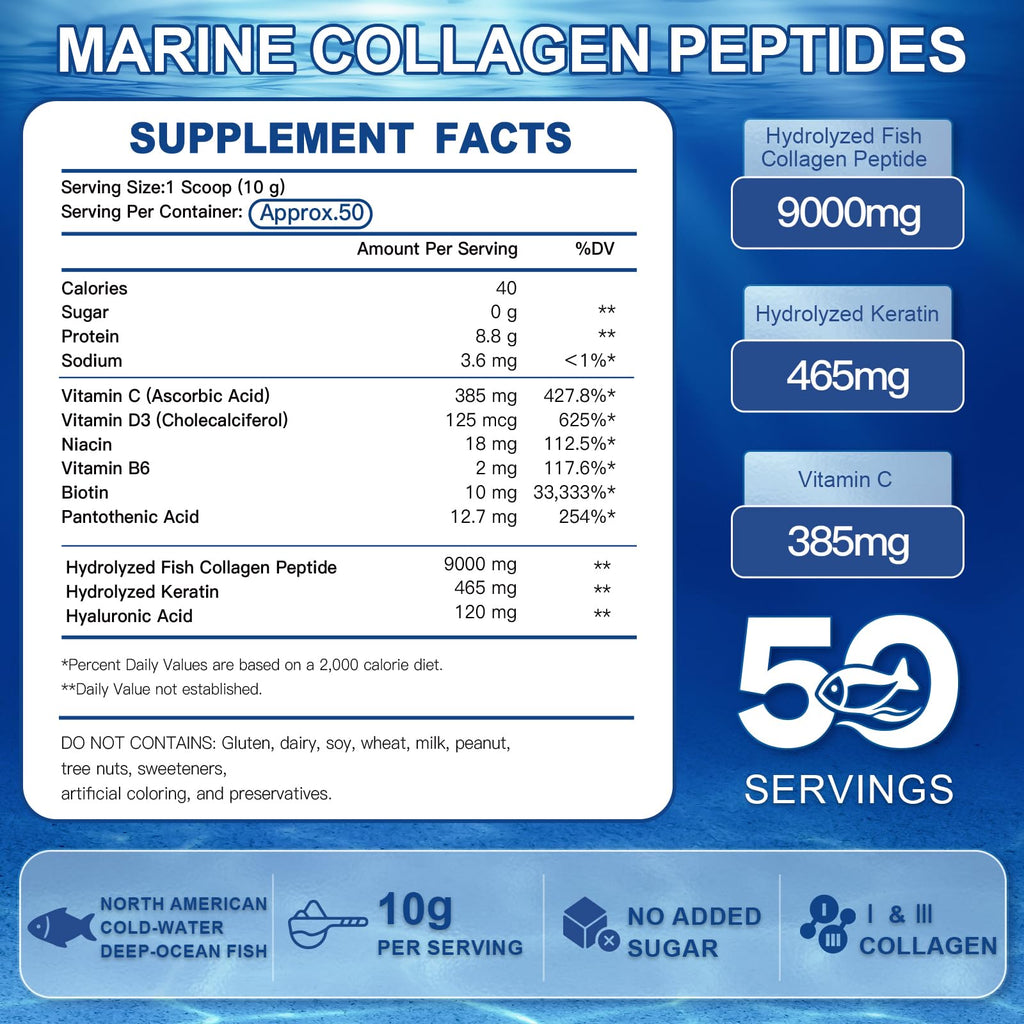 ZEBORA Marine Collagen Peptides Powder with Hyaluronic Acid

