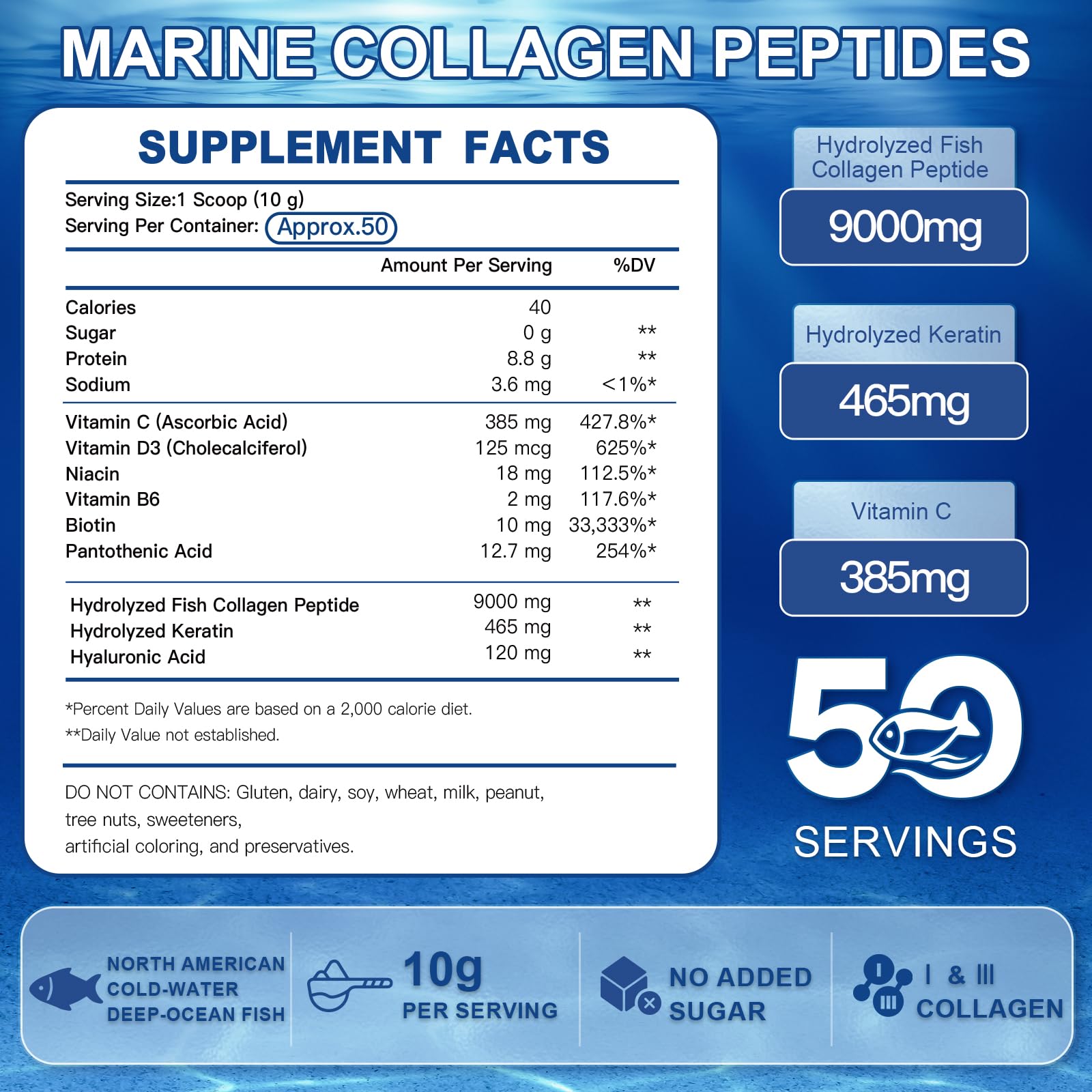 ZEBORA Marine Collagen Peptides Powder with Hyaluronic Acid


